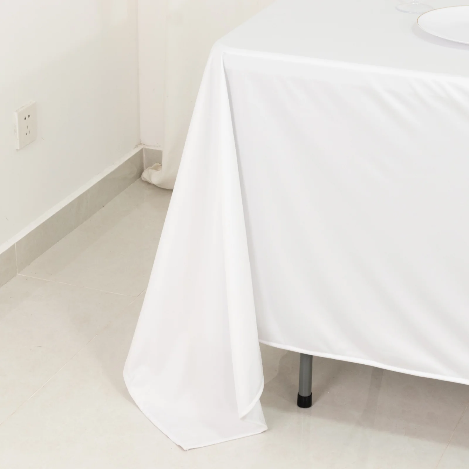 Scuba Rectangular Tablecloth 72"x120" White - Wrinkle Free Table Cover - Image 7