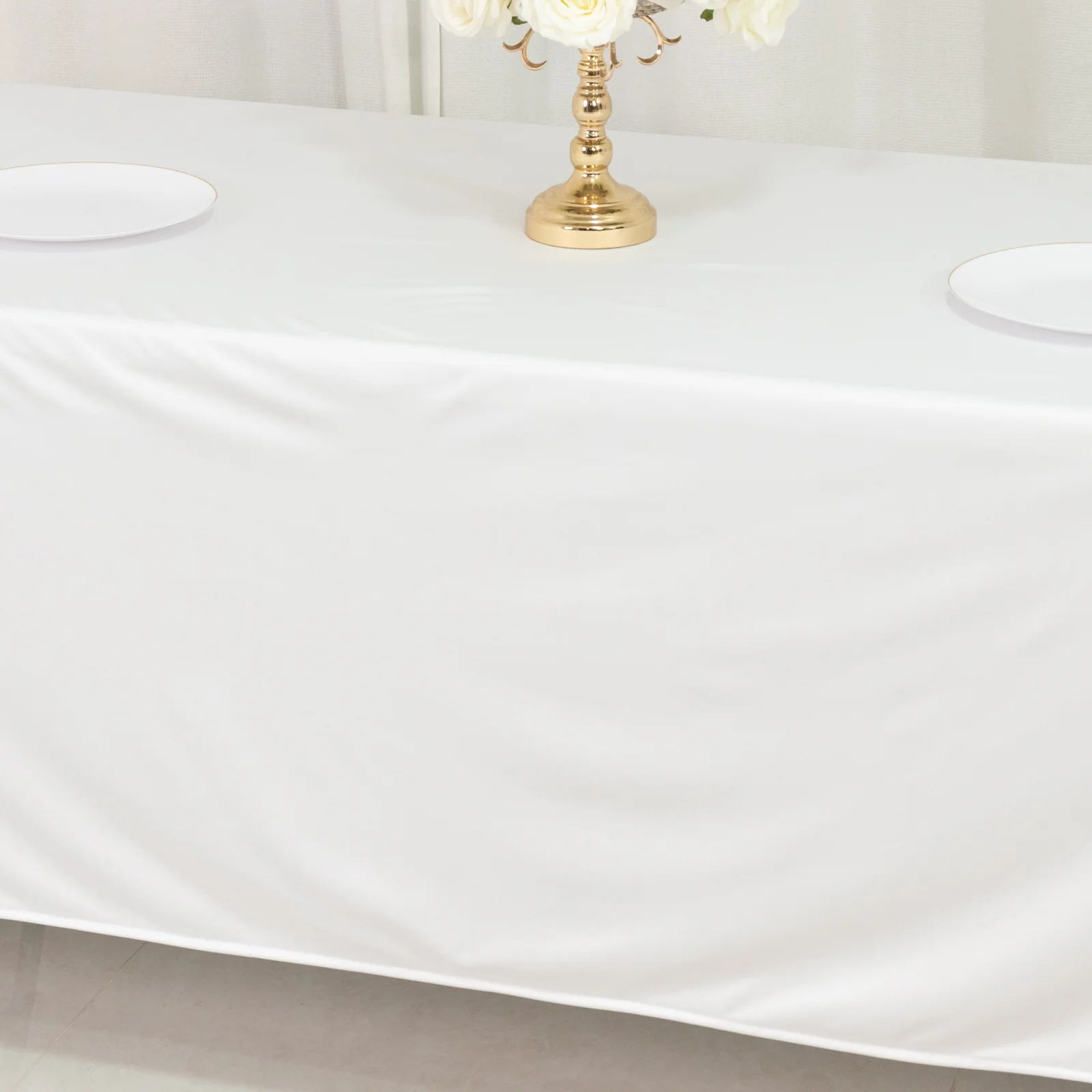 Scuba Rectangular Tablecloth 72"x120" White - Wrinkle Free Table Cover - Image 9