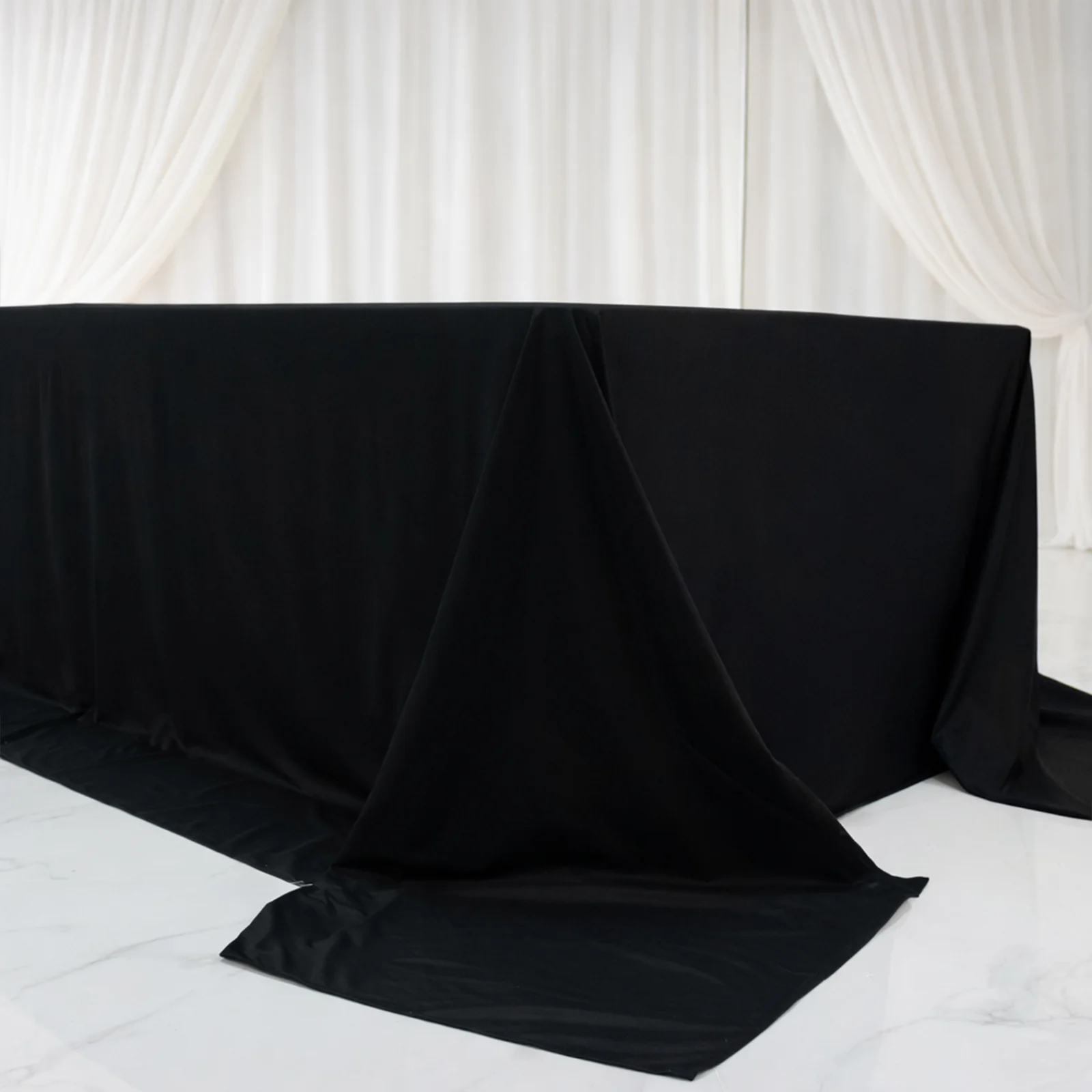 Scuba Rectangular King Tablecloth – Black, 108" x 156" Extra-Wide, Wrinkle-Free & Stain-Resistant Banquet Linen for 8ft Tables - Image 7