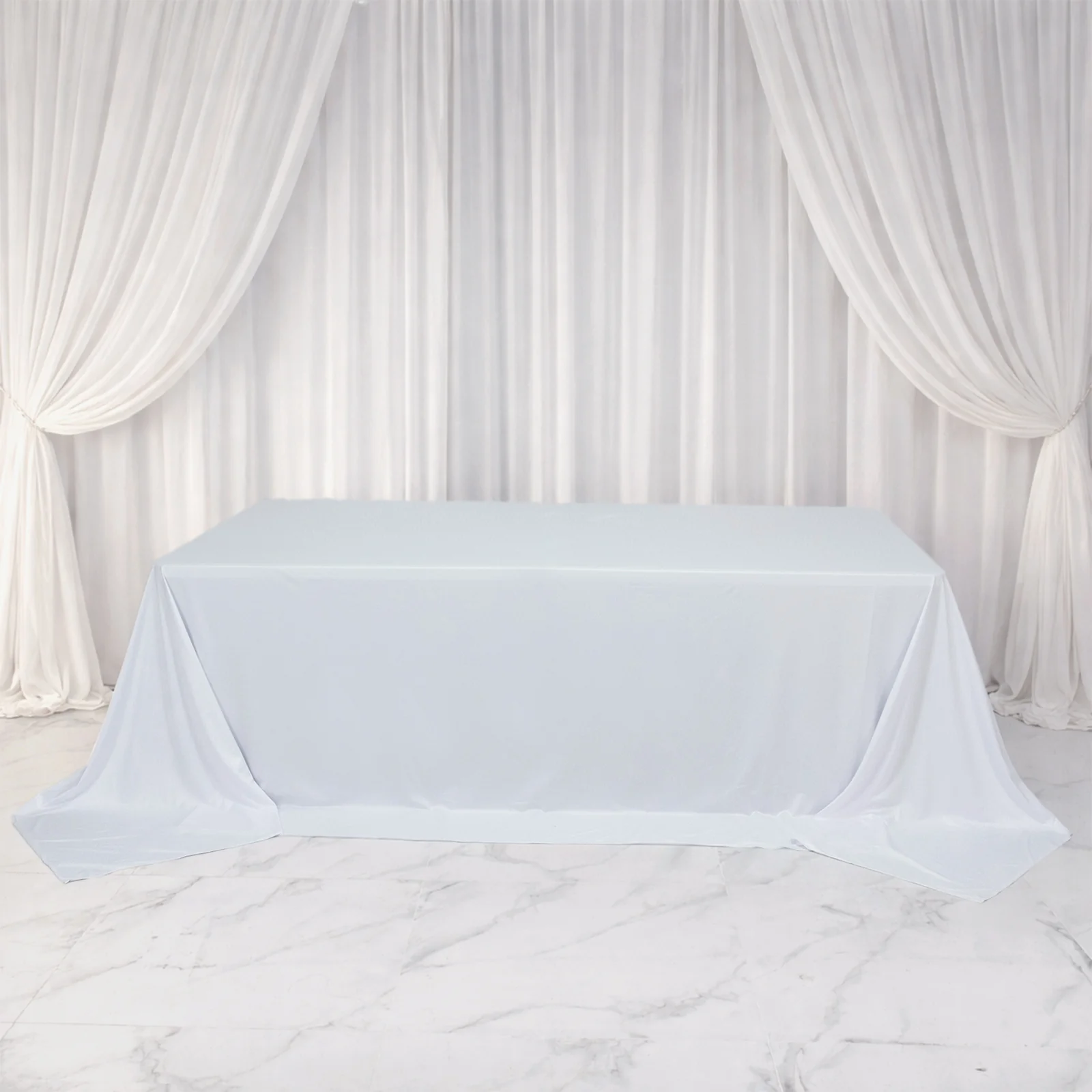 Scuba Rectangular King Tablecloth – White, 108" x 156" Extra-Wide, Wrinkle-Free & Stain-Resistant Banquet Linen for 8ft Tables