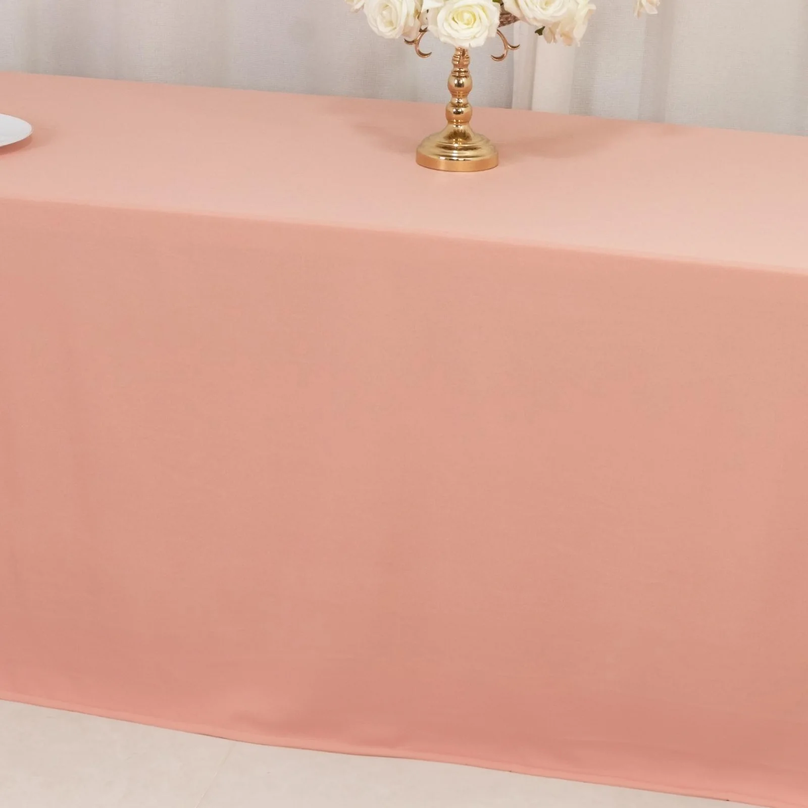 Scuba Rectangular Tablecloth 90"x156" Dusty Rose - Seamless & Wrinkle Free Table Cover - Image 8