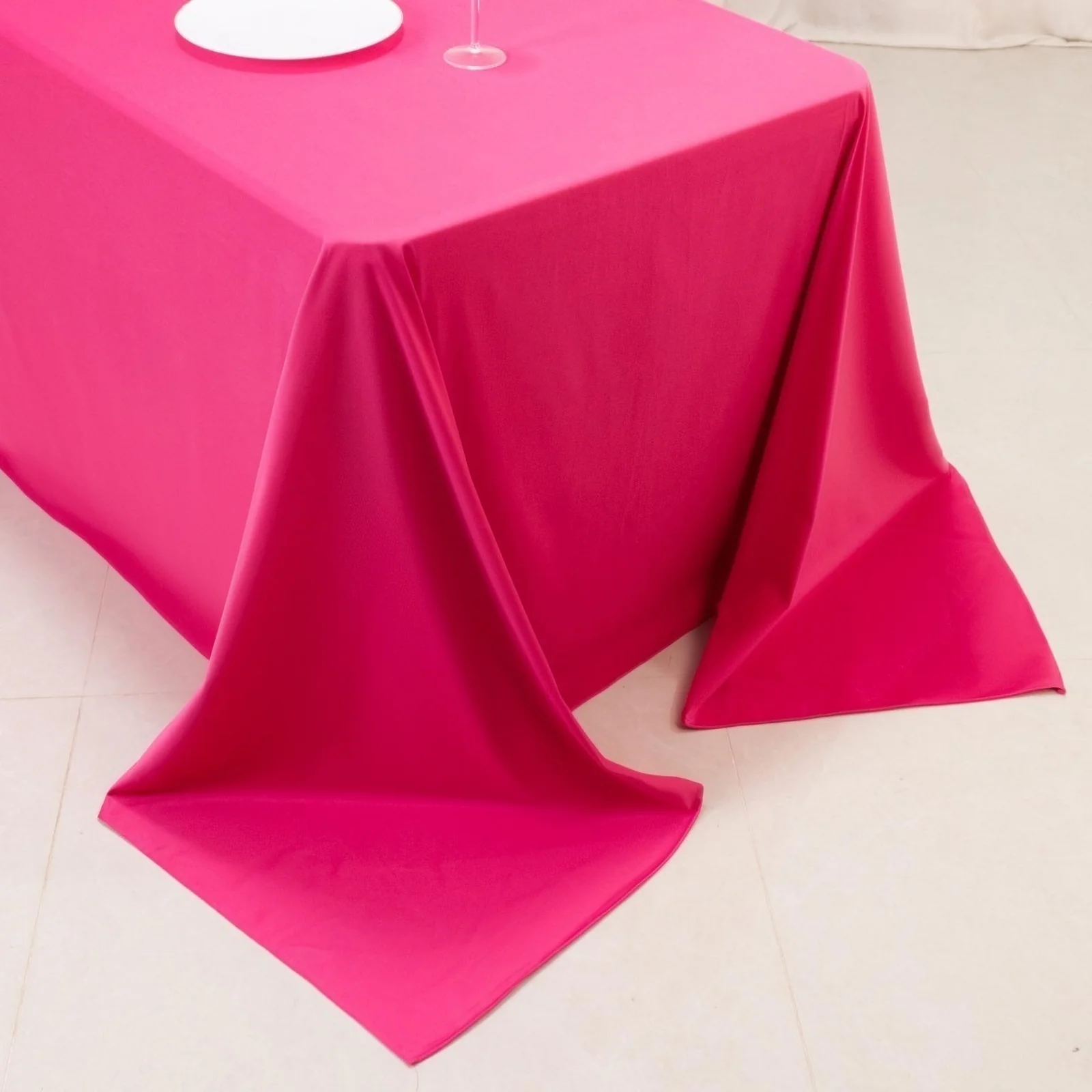 Scuba Rectangular Tablecloth 90"x156" Fuchsia - Seamless & Wrinkle Free Table Cover - Image 2