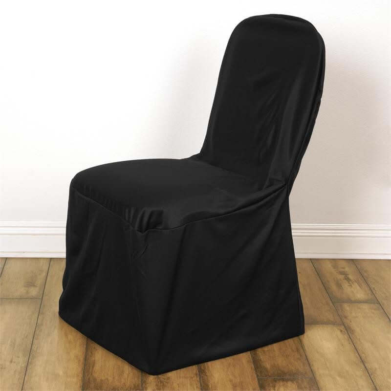 Scuba Stretch Banquet Chair Cover Black - Wrinkle Free & Durable Slim Fit Slipcover - Image 6
