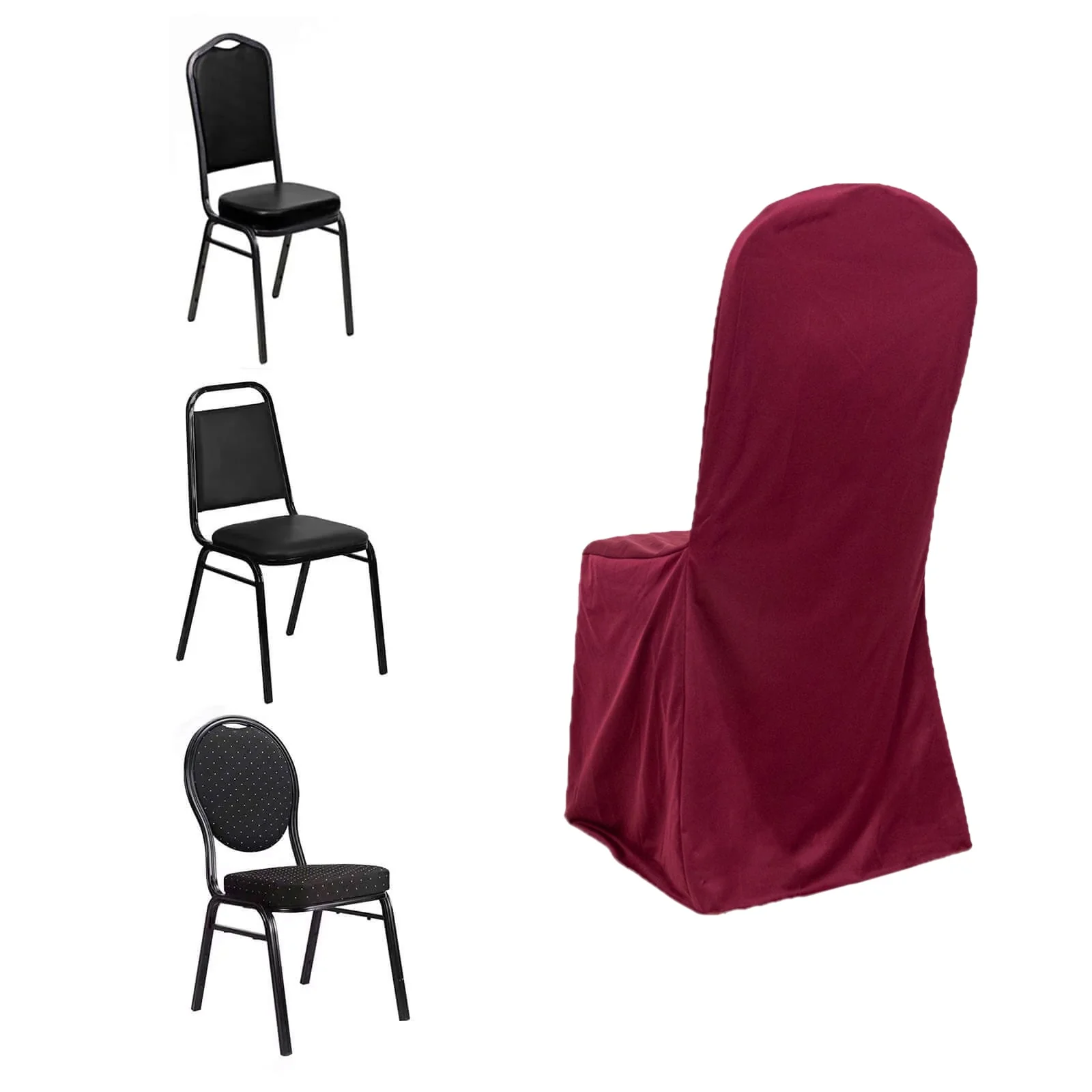 Scuba Stretch Banquet Chair Cover Burgundy - Wrinkle Free & Durable Slim Fit Slipcover - Image 3