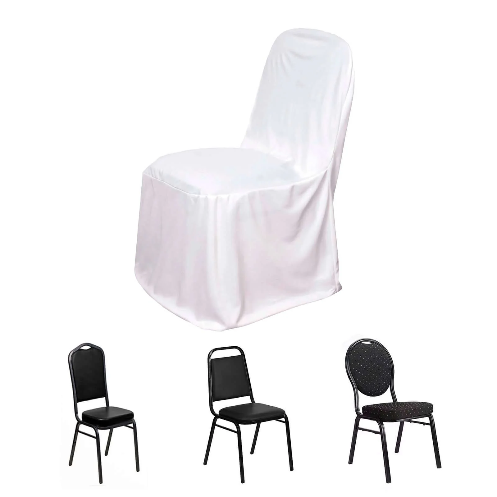 Scuba Stretch Banquet Chair Cover White - Classy Wrinkle Free & Durable Slim Fit Slipcover