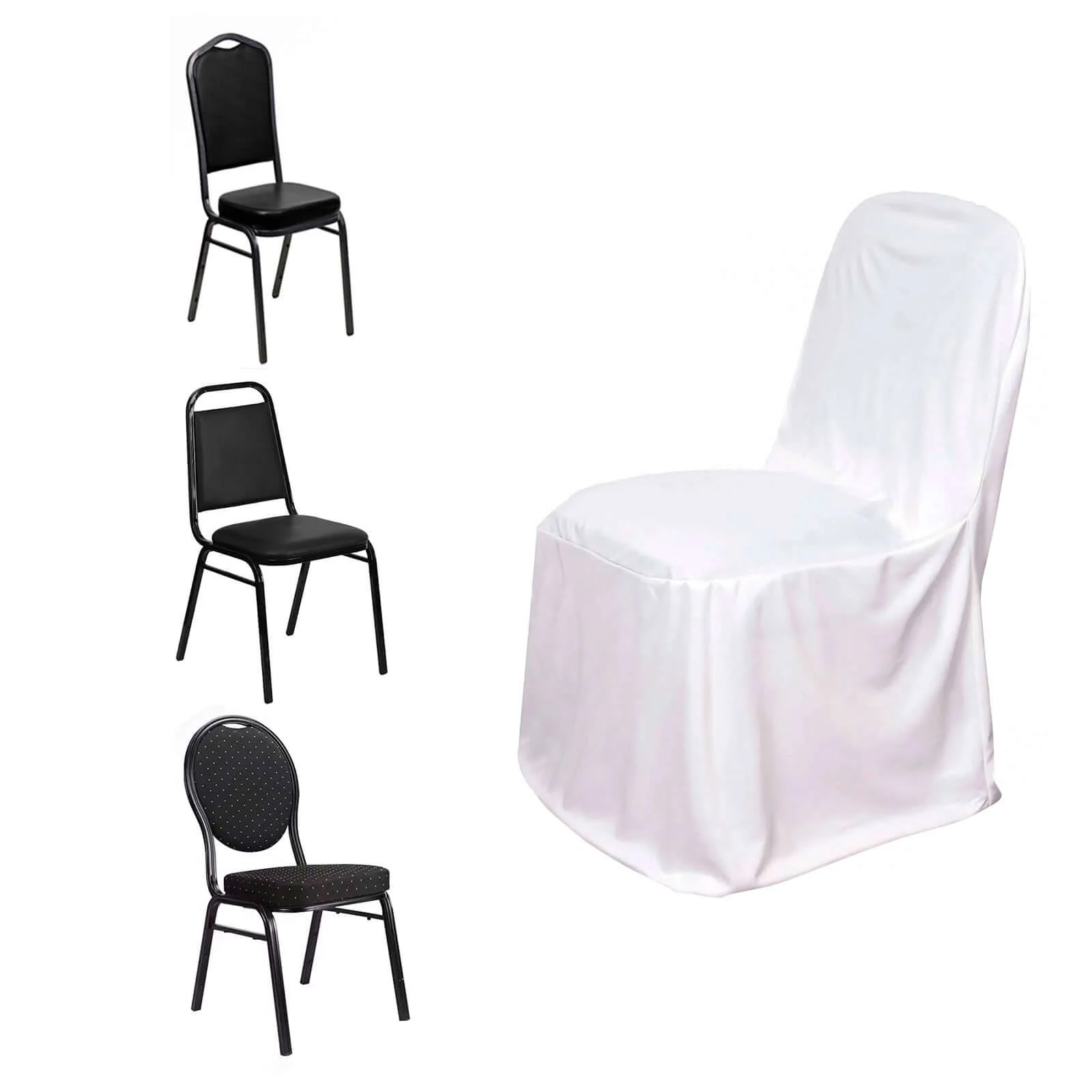 Scuba Stretch Banquet Chair Cover White - Classy Wrinkle Free & Durable Slim Fit Slipcover - Image 6