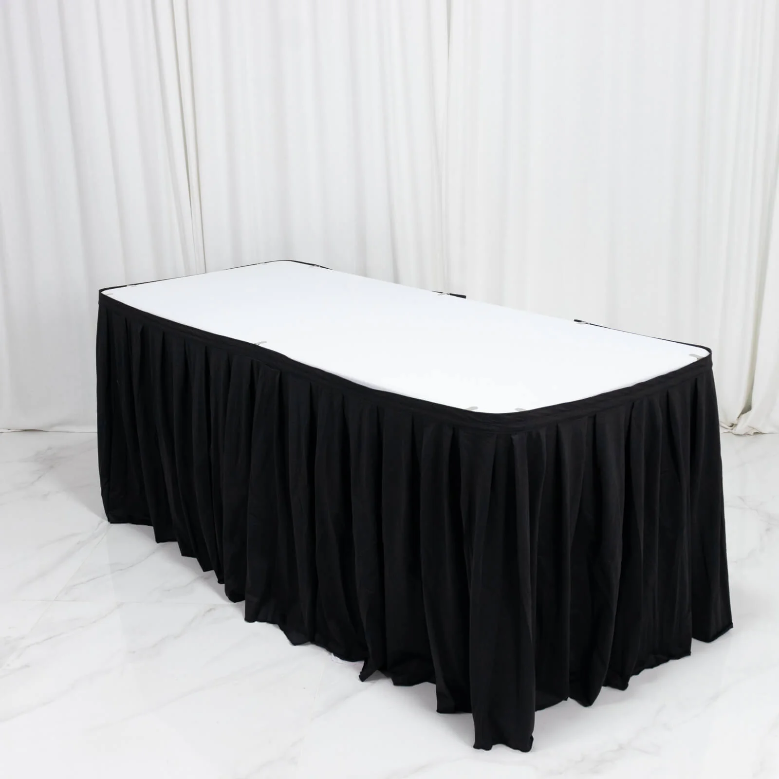 Scuba Table Skirt 14ft Black - Shirred Pleat Wrinkle Free & Stain Resistant Event Skirting - Image 3