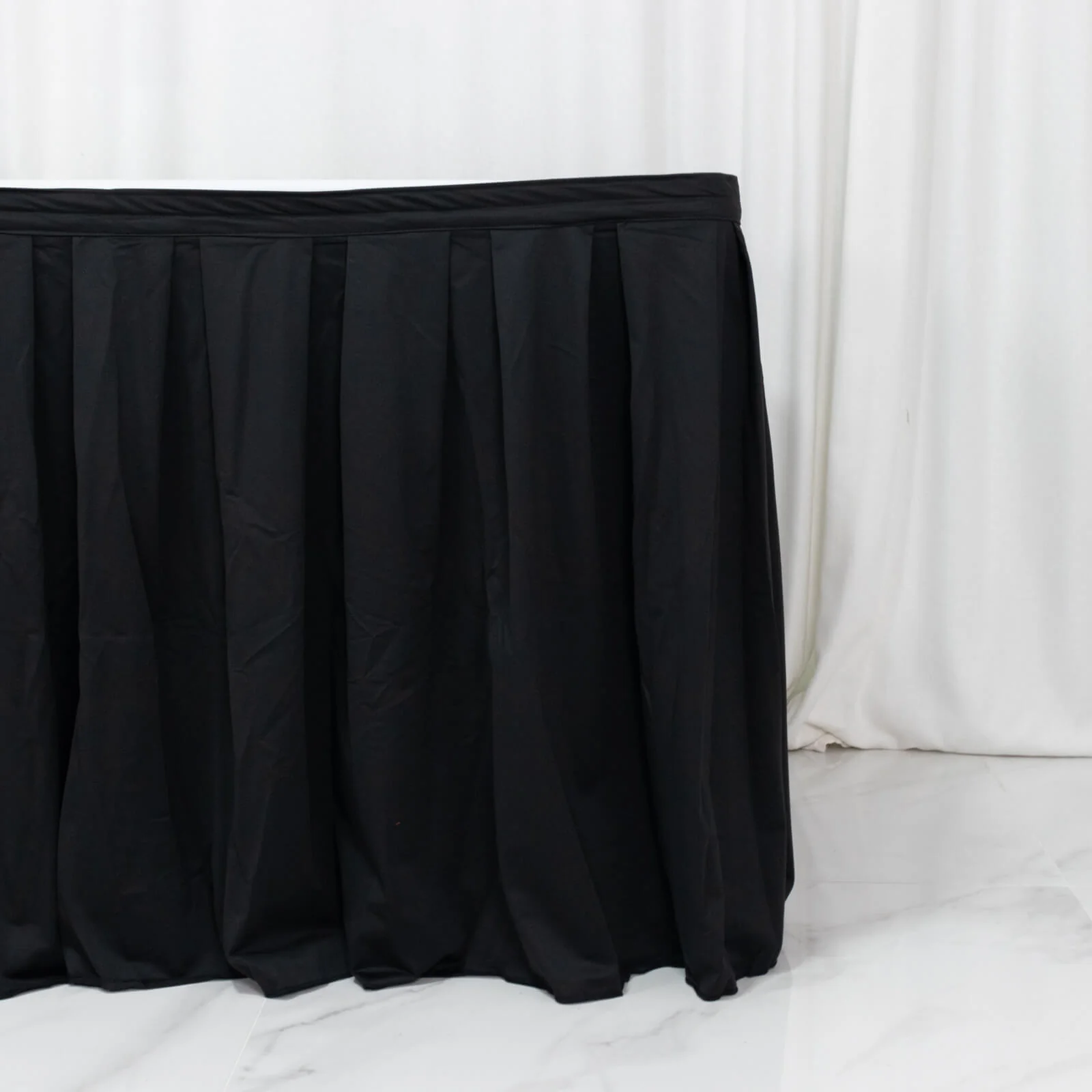 Scuba Table Skirt 14ft Black - Shirred Pleat Wrinkle Free & Stain Resistant Event Skirting - Image 4