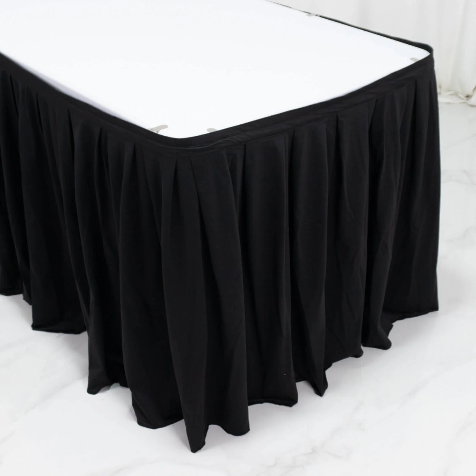 Scuba Table Skirt 17ft Black - Shirred Pleat Wrinkle Free & Stain Resistant Event Skirting - Image 8
