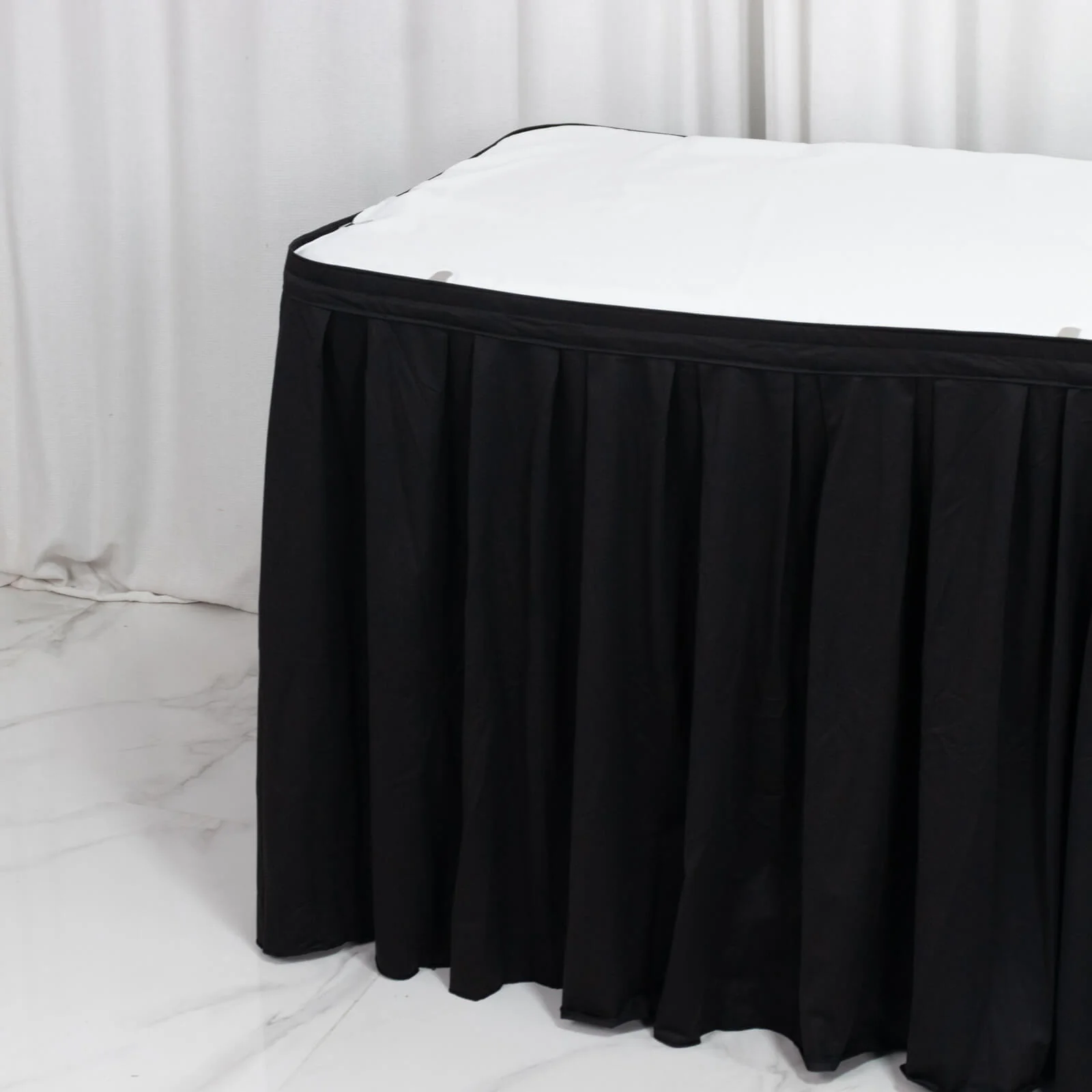 Scuba Table Skirt 21ft Black - Shirred Pleat Wrinkle Free & Stain Resistant Event Skirting - Image 7