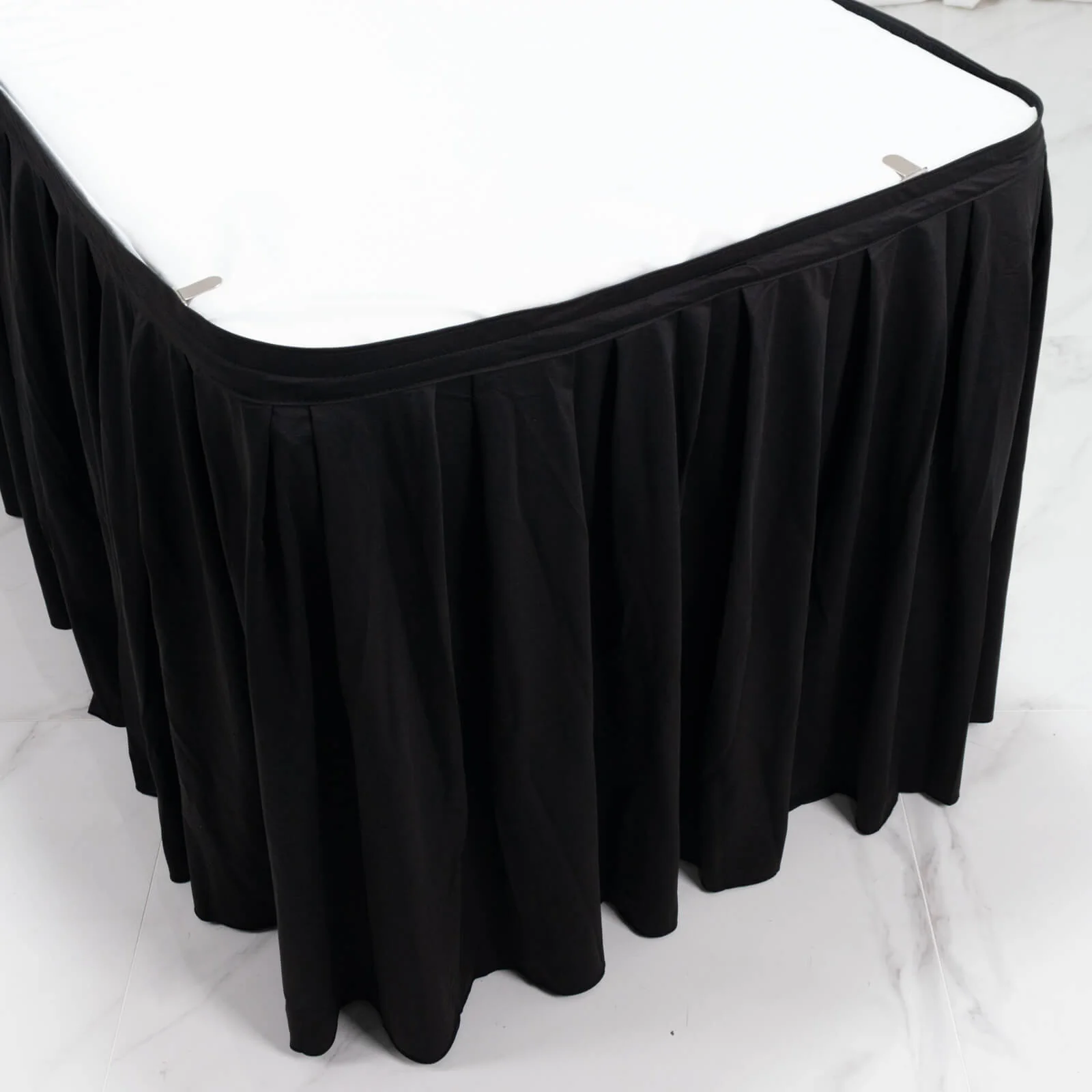 Scuba Table Skirt 21ft Black - Shirred Pleat Wrinkle Free & Stain Resistant Event Skirting - Image 8