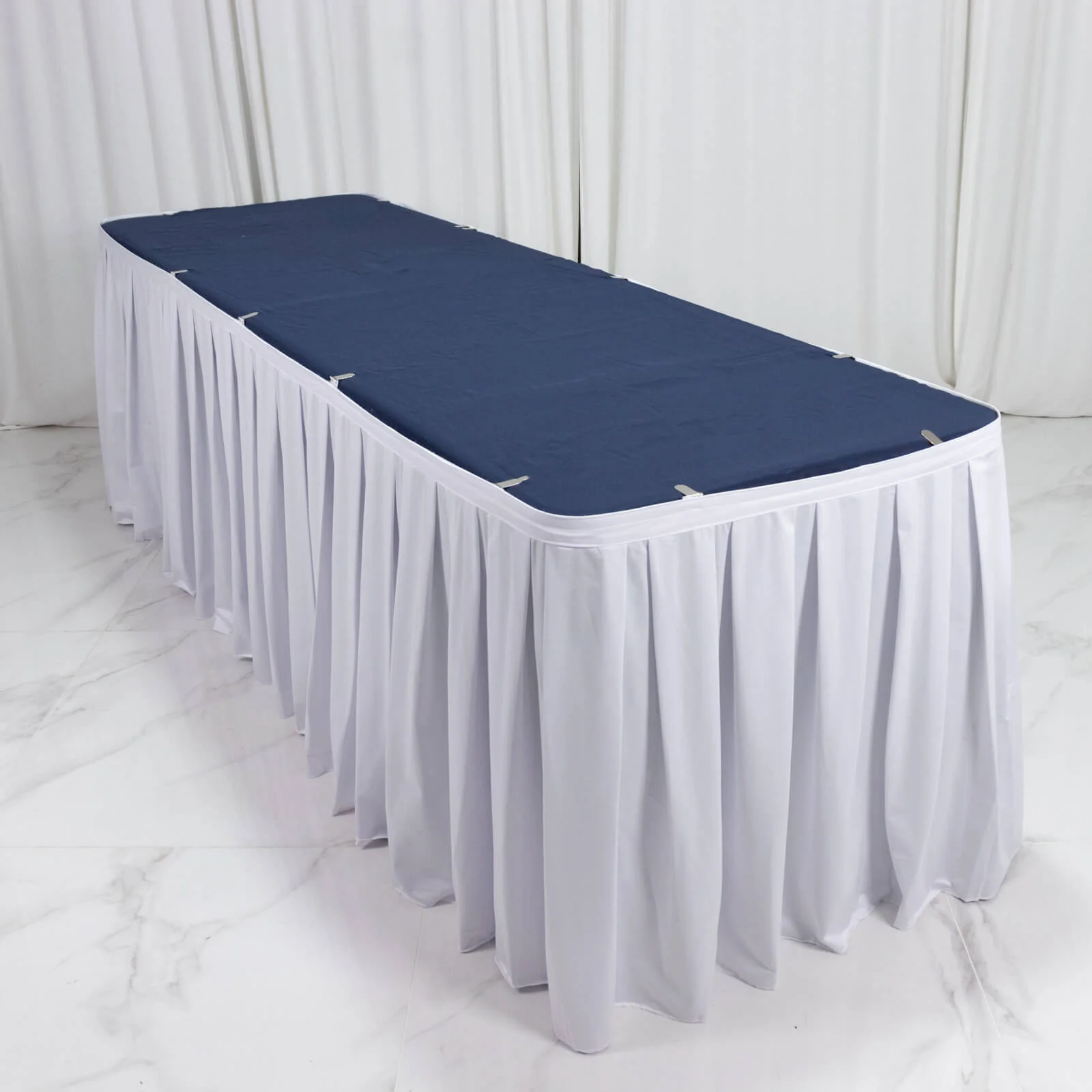 Scuba Table Skirt 21ft White - Shirred Pleat Wrinkle Free & Stain Resistant Event Skirting - Image 3