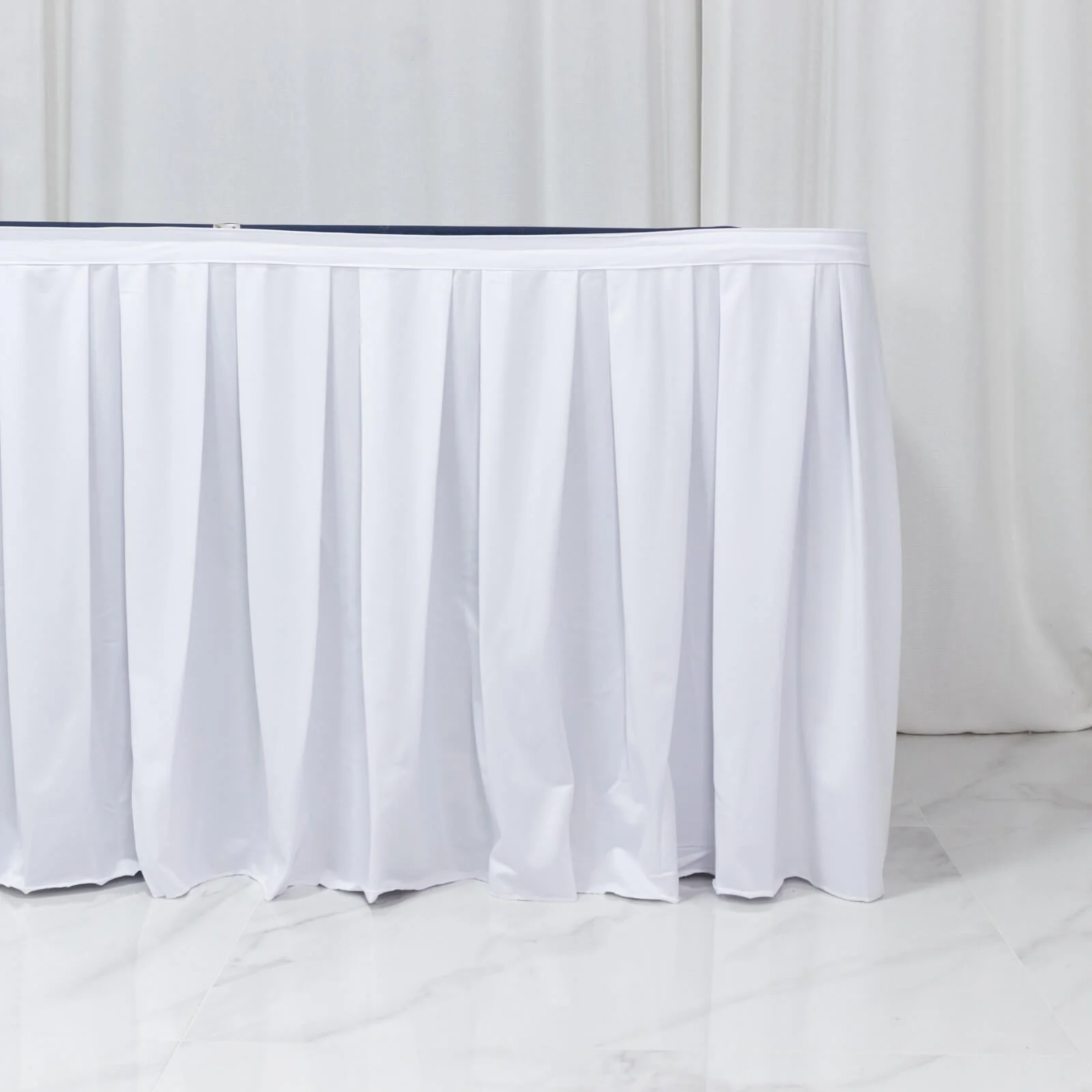 Scuba Table Skirt 21ft White - Shirred Pleat Wrinkle Free & Stain Resistant Event Skirting - Image 6