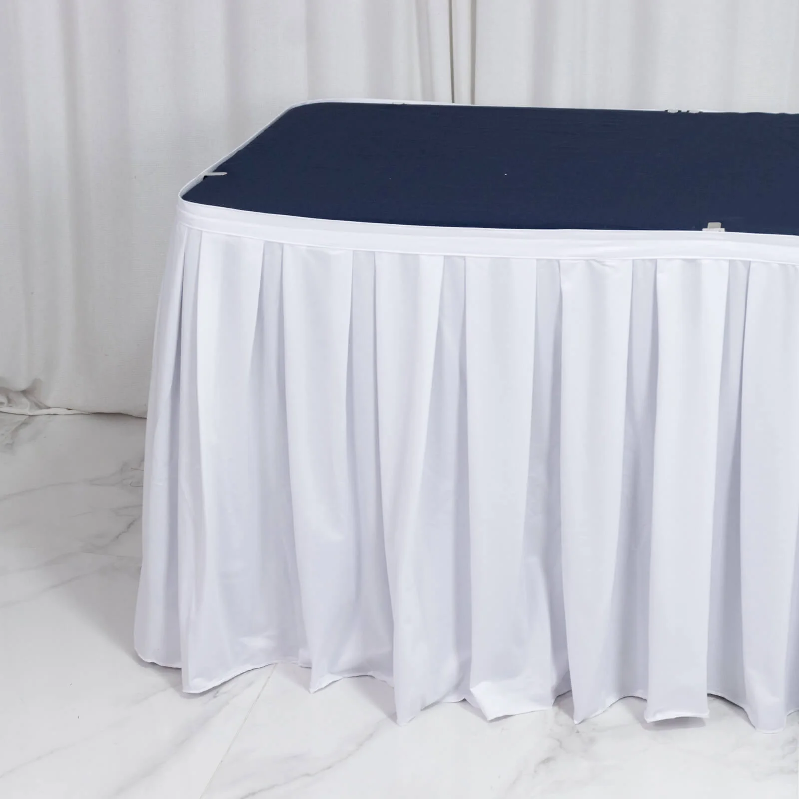 Scuba Table Skirt 21ft White - Shirred Pleat Wrinkle Free & Stain Resistant Event Skirting - Image 7
