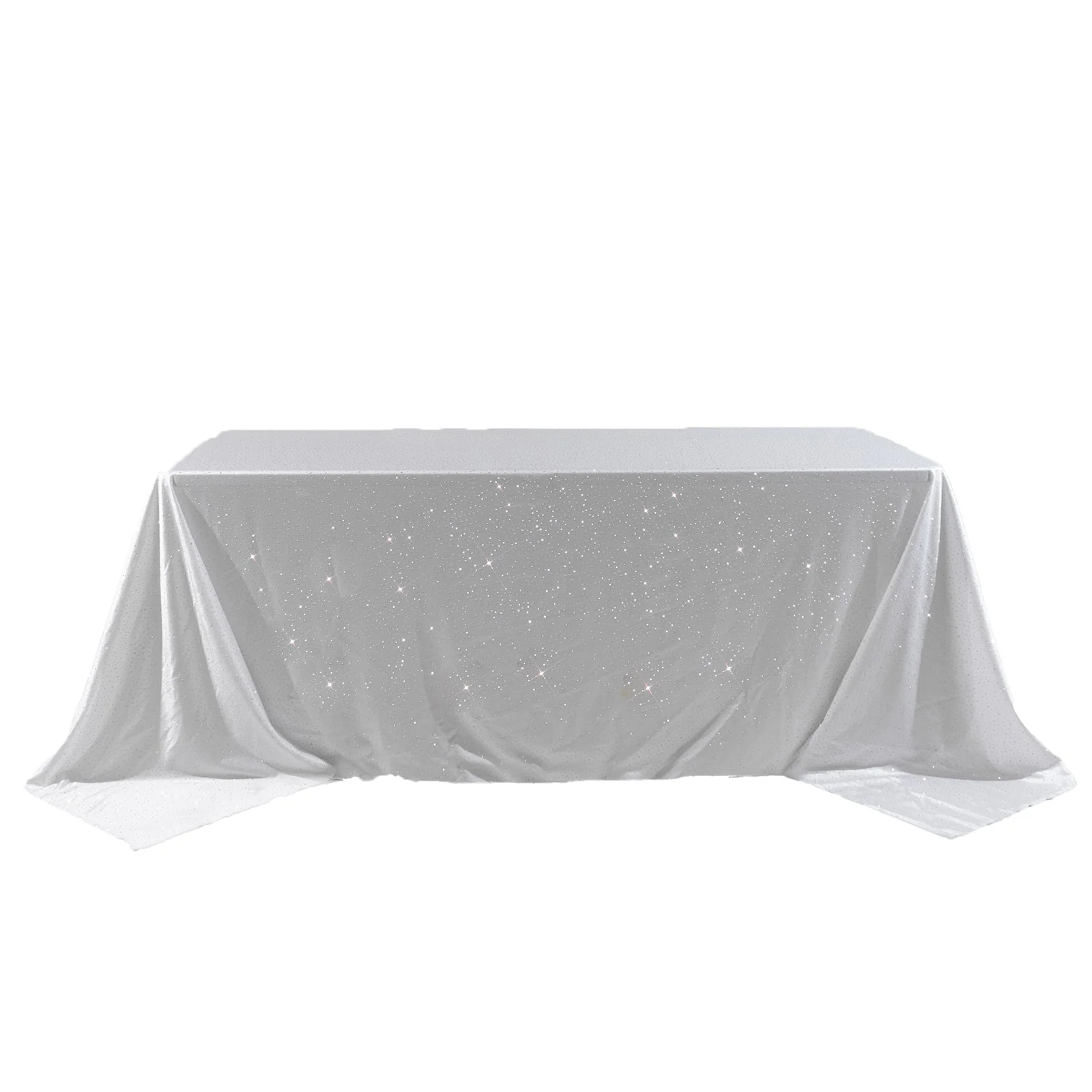 Scuba Rectangular 90"×132" White Tablecloth with Rhinestone Accents – Wrinkle-Free, Stain-Resistant & Seamless Luxury Event Cover - Image 2