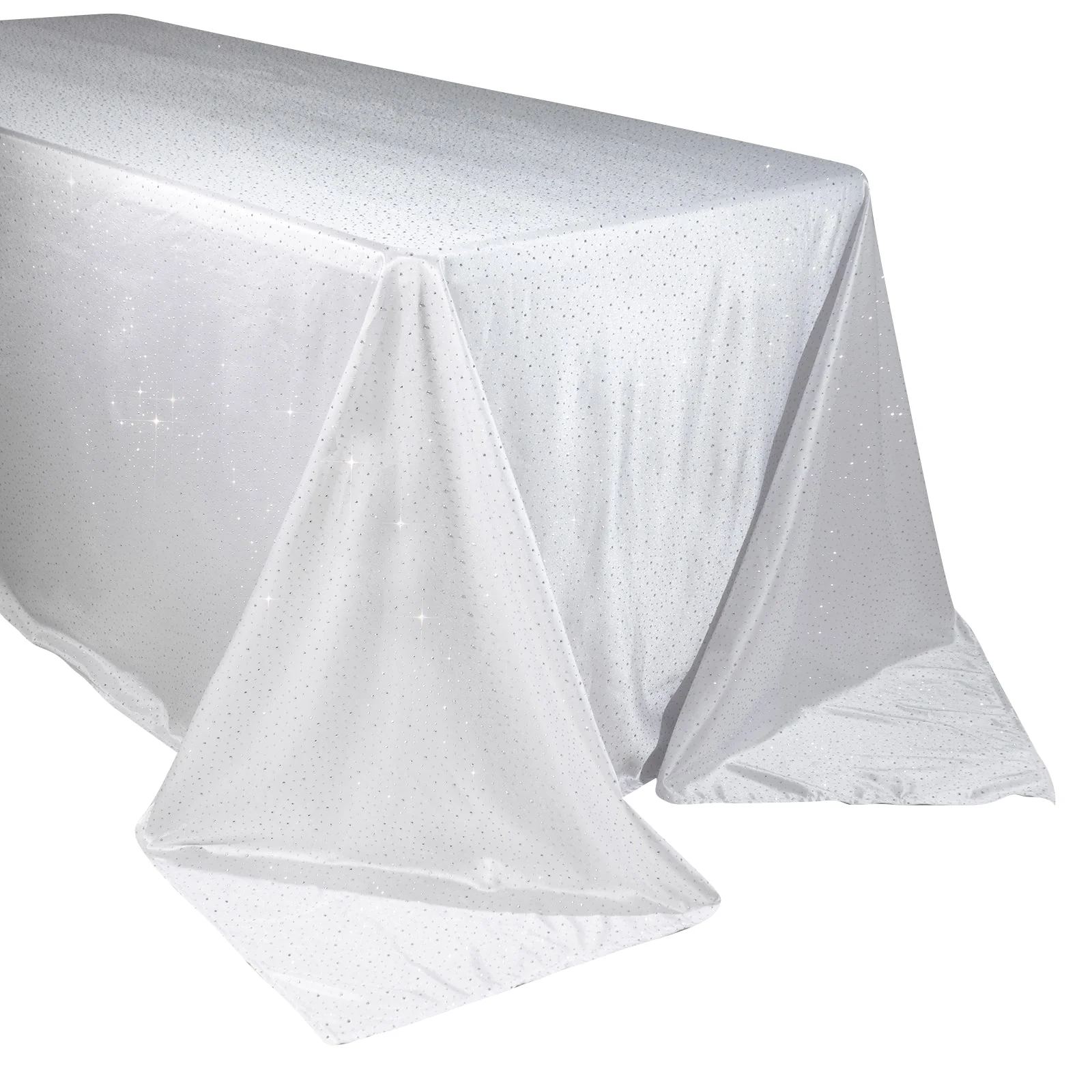 Scuba Rectangular 90"×132" White Tablecloth with Rhinestone Accents – Wrinkle-Free, Stain-Resistant & Seamless Luxury Event Cover - Image 5