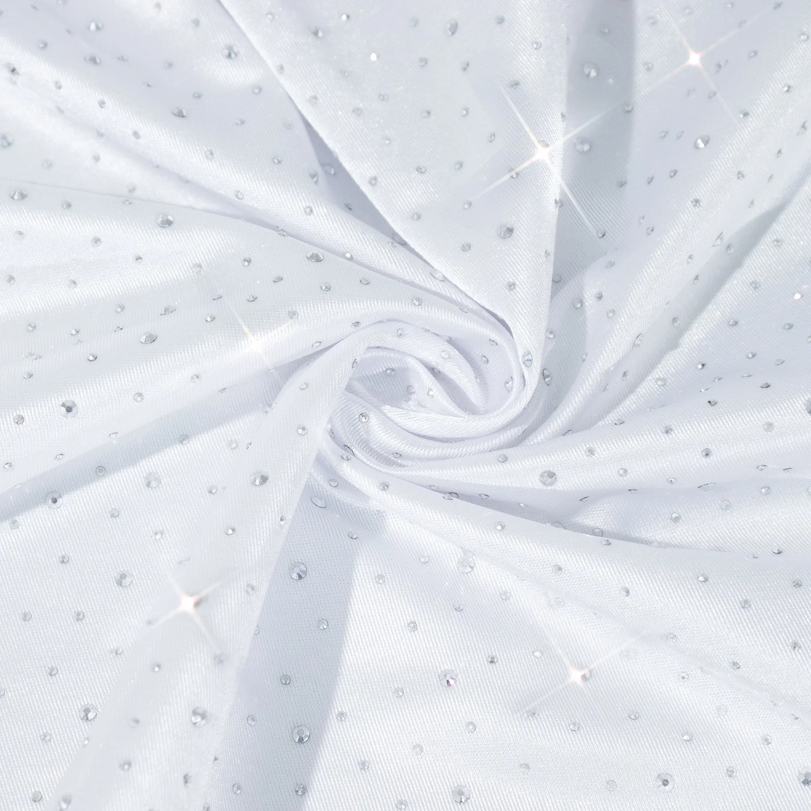Scuba Rectangular 90"×132" White Tablecloth with Rhinestone Accents – Wrinkle-Free, Stain-Resistant & Seamless Luxury Event Cover - Image 8