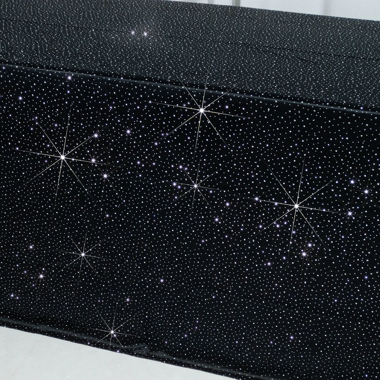 Scuba Rectangular 90"×156" Black Tablecloth with Rhinestone Accents – Wrinkle-Free, Stain-Resistant & Seamless Luxury Event Cover - Image 7