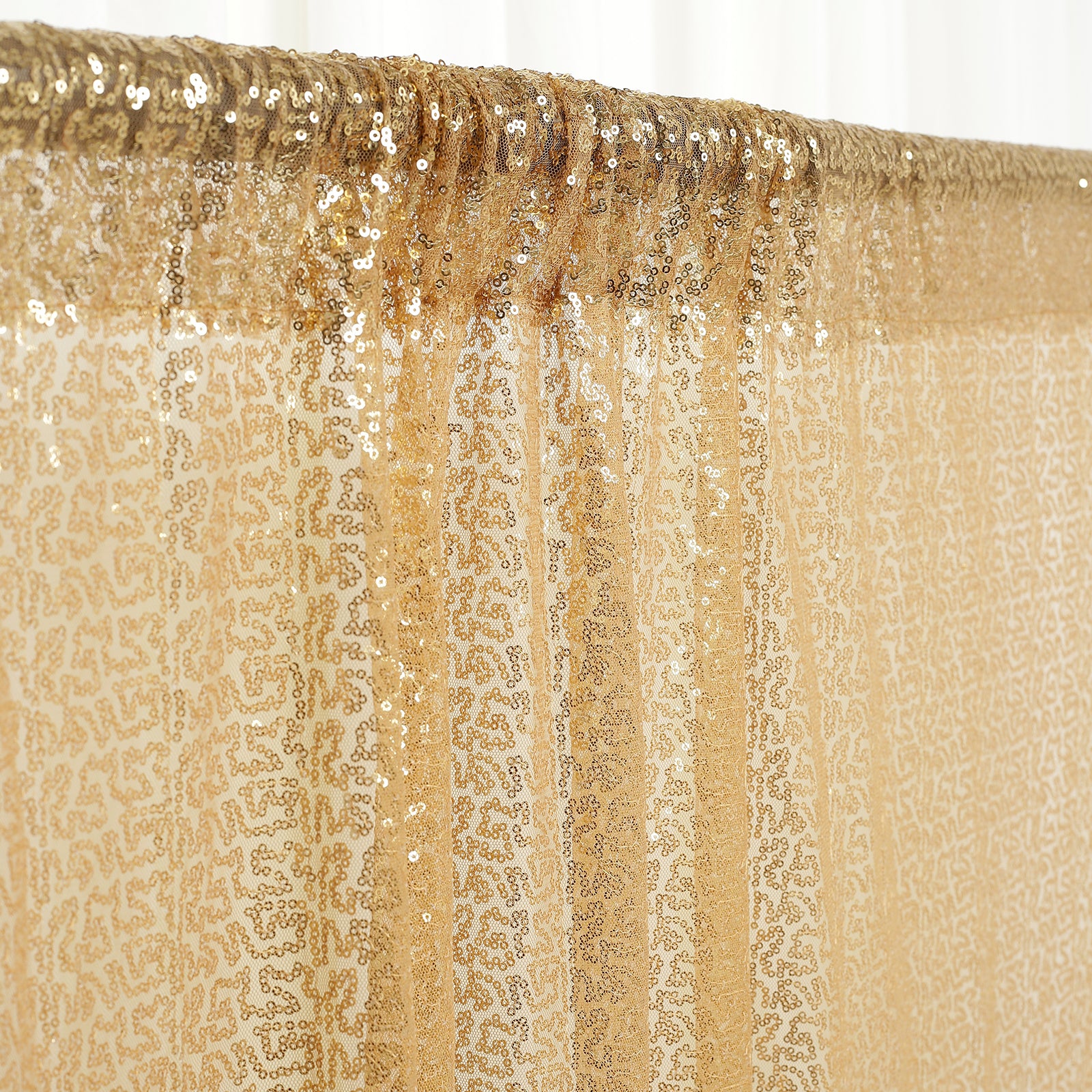 Gold Sequin Backdrop Curtain with Rod Pocket – Shimmering Event Drape Panel for Photo Booths & Displays, 5ft x 12ft - Image 7