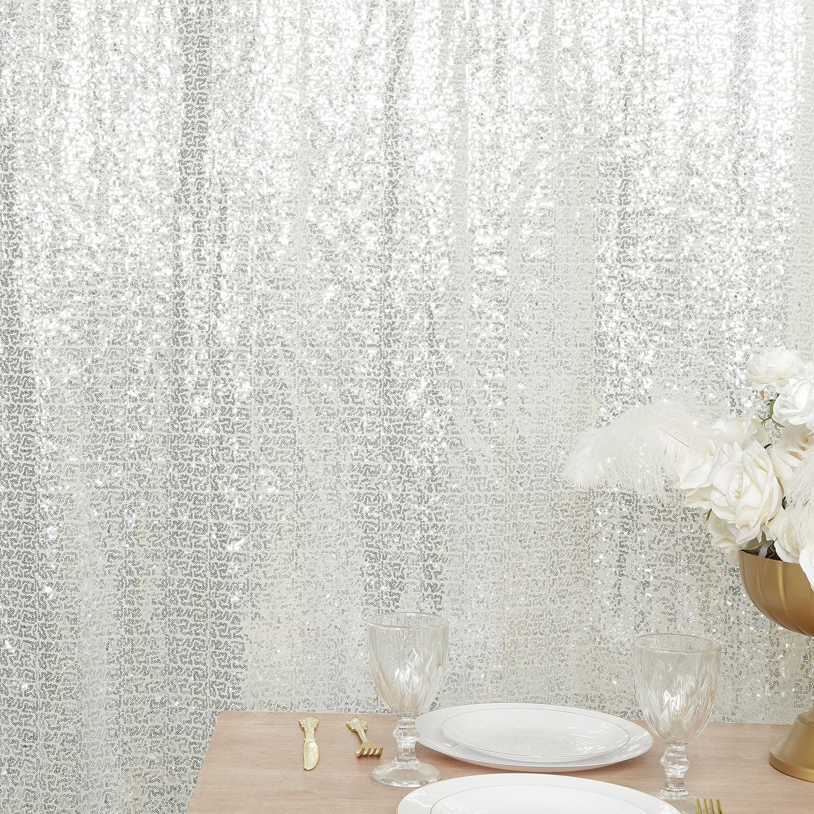 Silver Sequin Backdrop Curtain with Rod Pocket – Shimmering Event Drape Panel for Photo Booths & Displays, 5ft x 12ft - Image 6