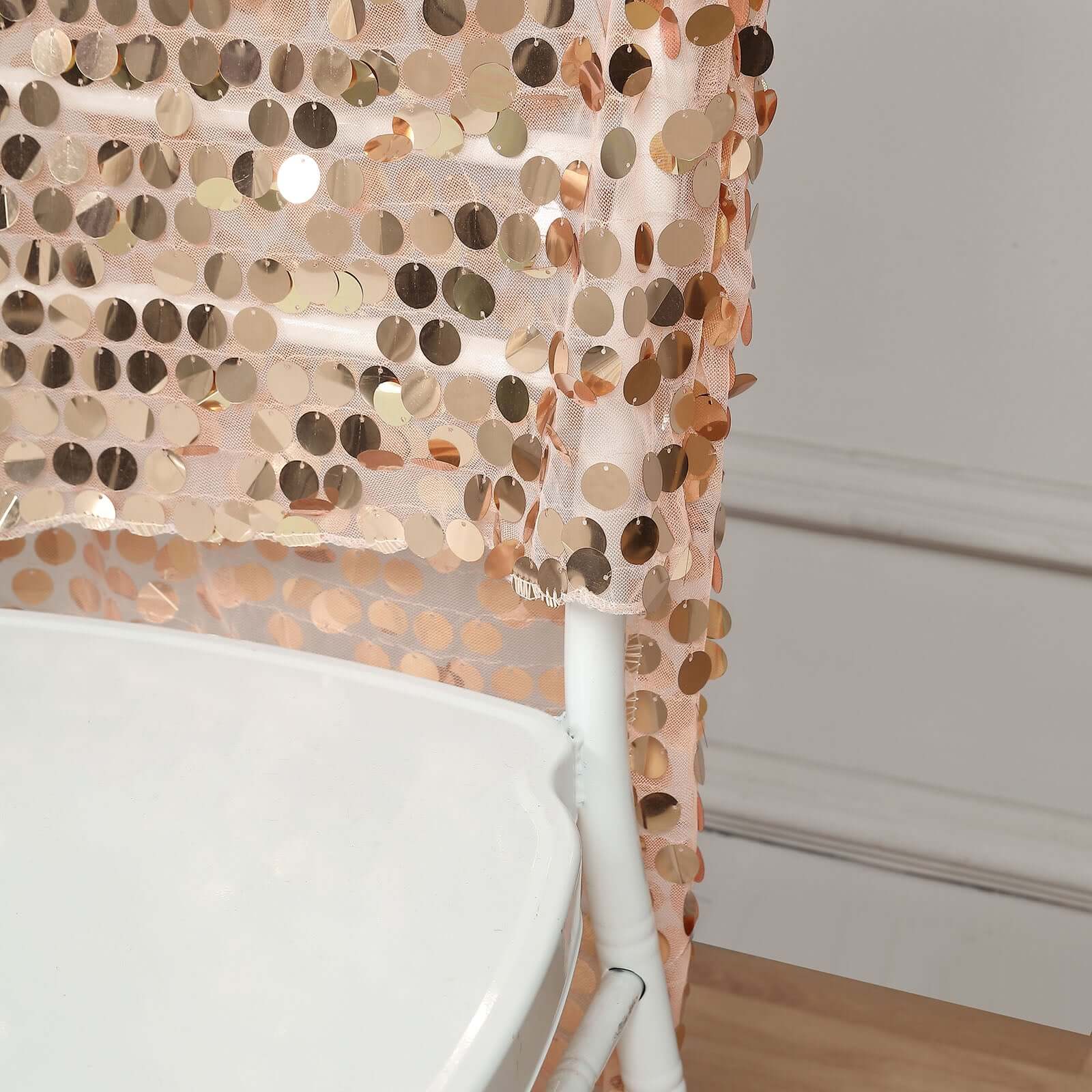 Sequin Chiavari Chair Slipcover Big Payette Style Rose Gold - Decorative Chair Back Cover - Image 2