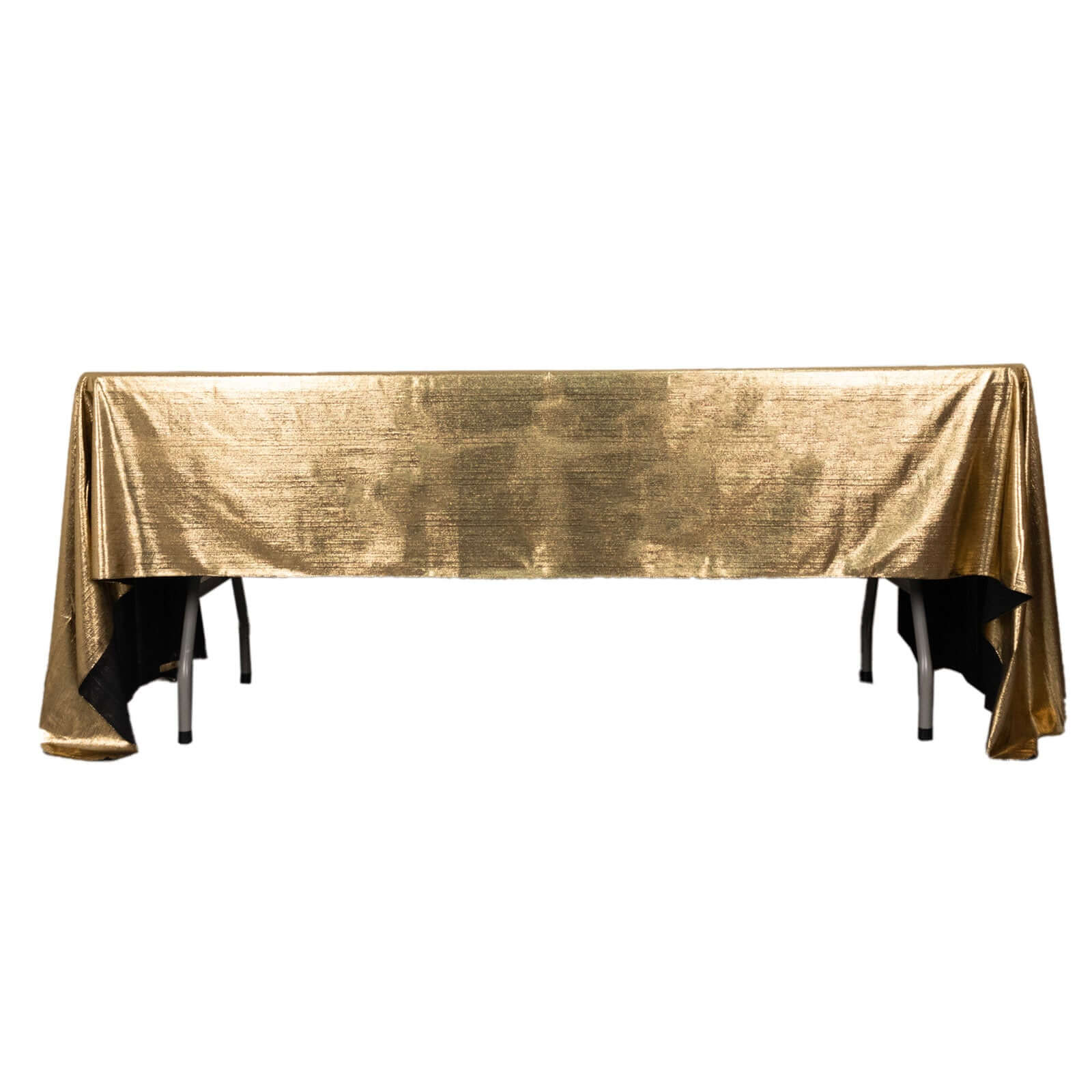 Sequin Dots Polyester Rectangle Tablecloth 60"x126" Antique Gold Shimmer - Wrinkle Free & Sparkling Table Cover - Image 6