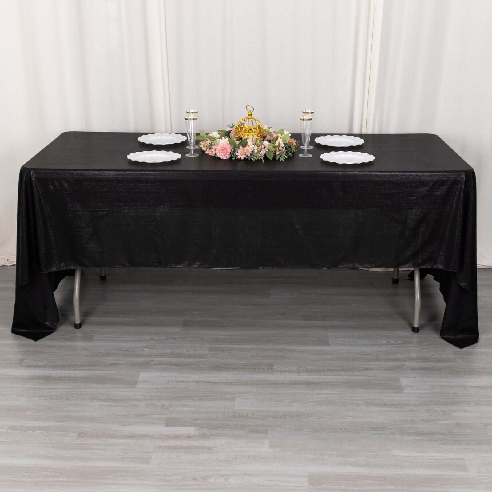 Sequin Dots Polyester Rectangle Tablecloth 60"x126" Black Shimmer - Wrinkle Free & Sparkling Table Cover - Image 13