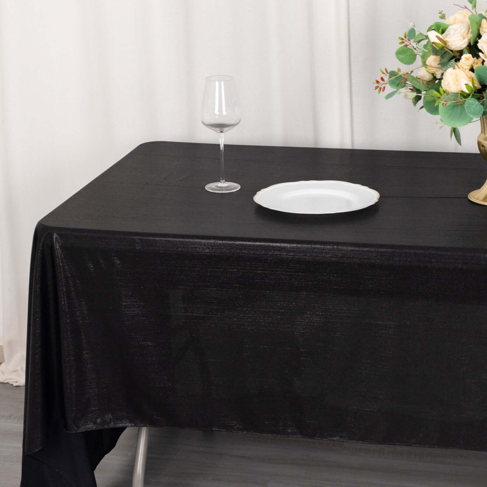 Sequin Dots Polyester Rectangle Tablecloth 60"x126" Black Shimmer - Wrinkle Free & Sparkling Table Cover - Image 14