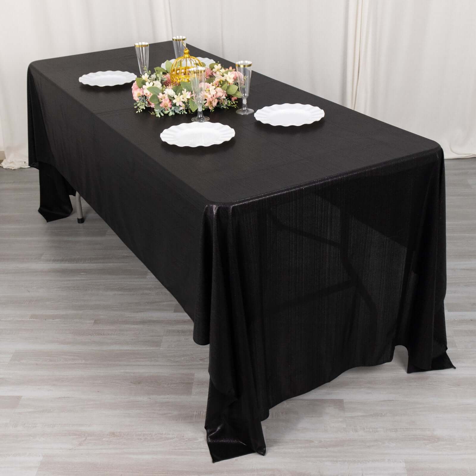 Sequin Dots Polyester Rectangle Tablecloth 60"x126" Black Shimmer - Wrinkle Free & Sparkling Table Cover - Image 3