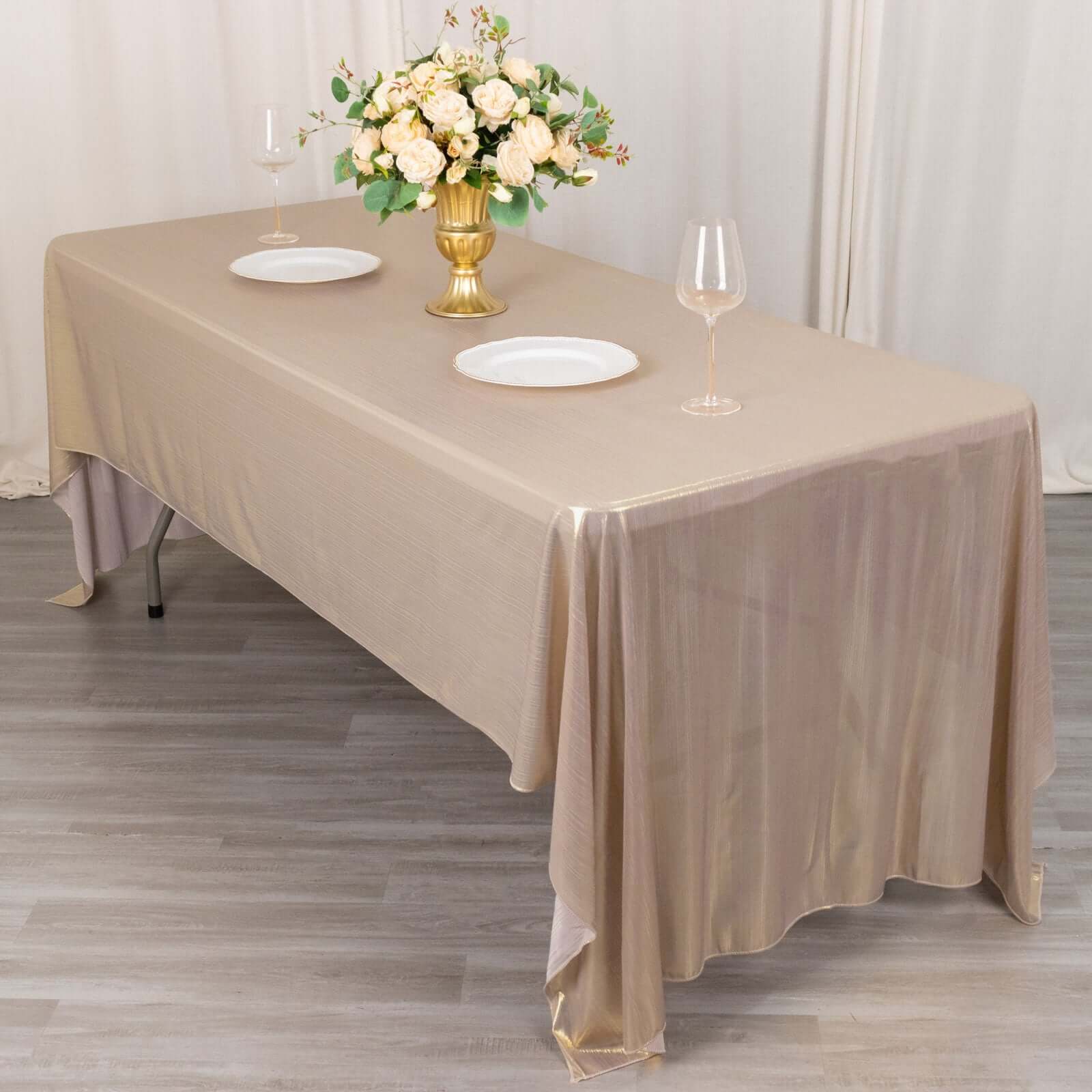 Sequin Dots Polyester Rectangle Tablecloth 60"x126" Blush Shimmer - Wrinkle Free & Sparkling Table Cover - Image 5