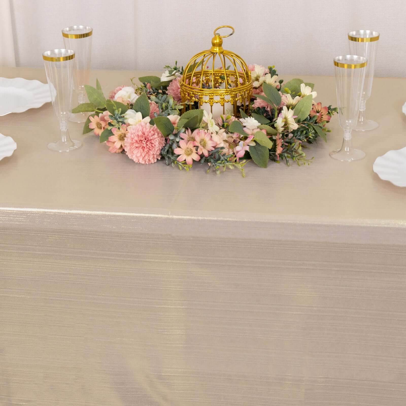 Sequin Dots Polyester Rectangle Tablecloth 60"x126" Blush Shimmer - Wrinkle Free & Sparkling Table Cover - Image 8