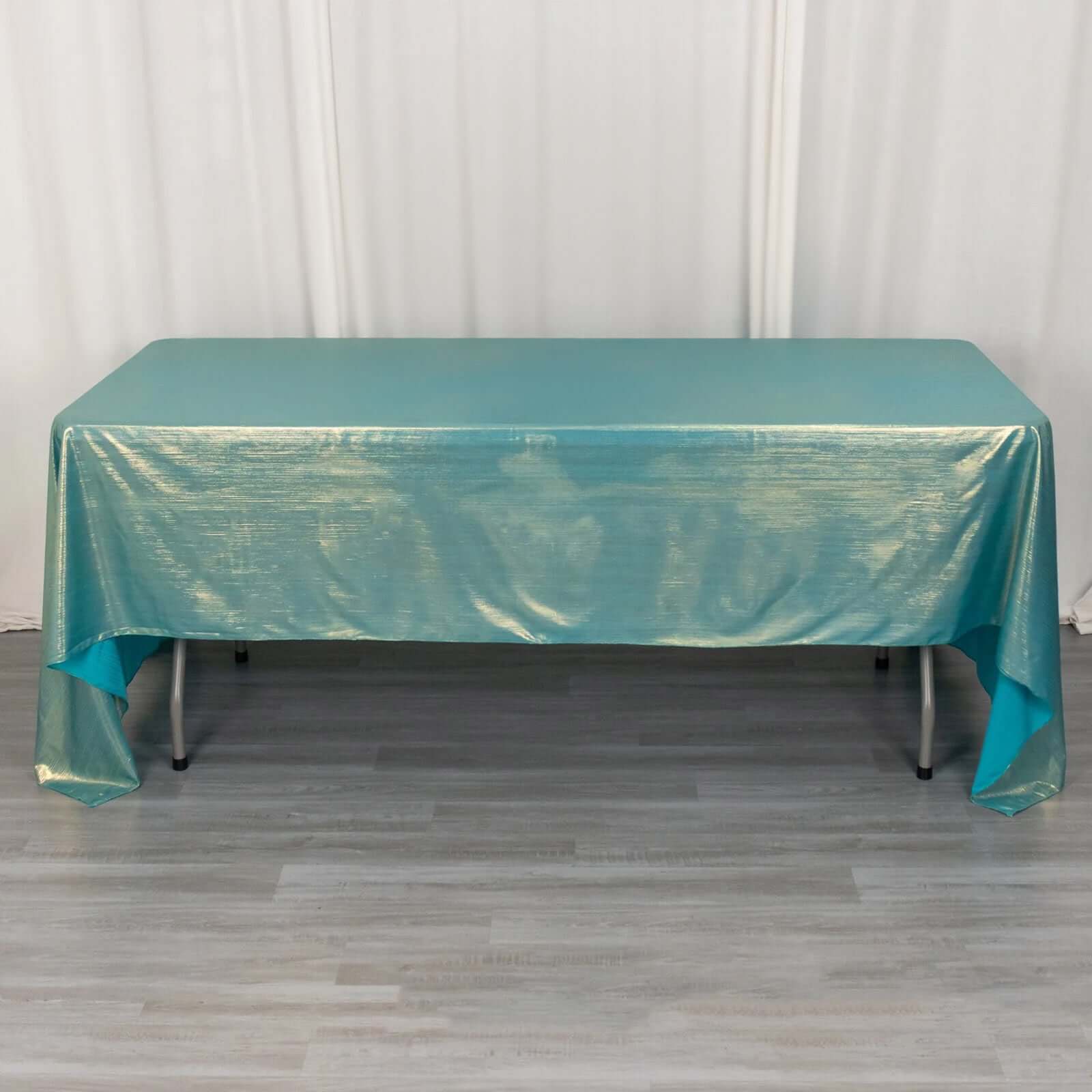Sequin Dots Polyester Rectangle Tablecloth 60"x126" Turquoise Shimmer - Wrinkle Free & Sparkling Table Cover