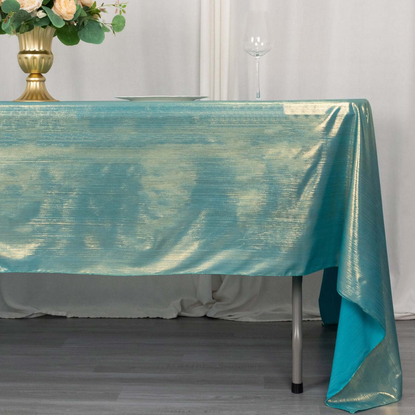 Sequin Dots Polyester Rectangle Tablecloth 60"x126" Turquoise Shimmer - Wrinkle Free & Sparkling Table Cover - Image 2