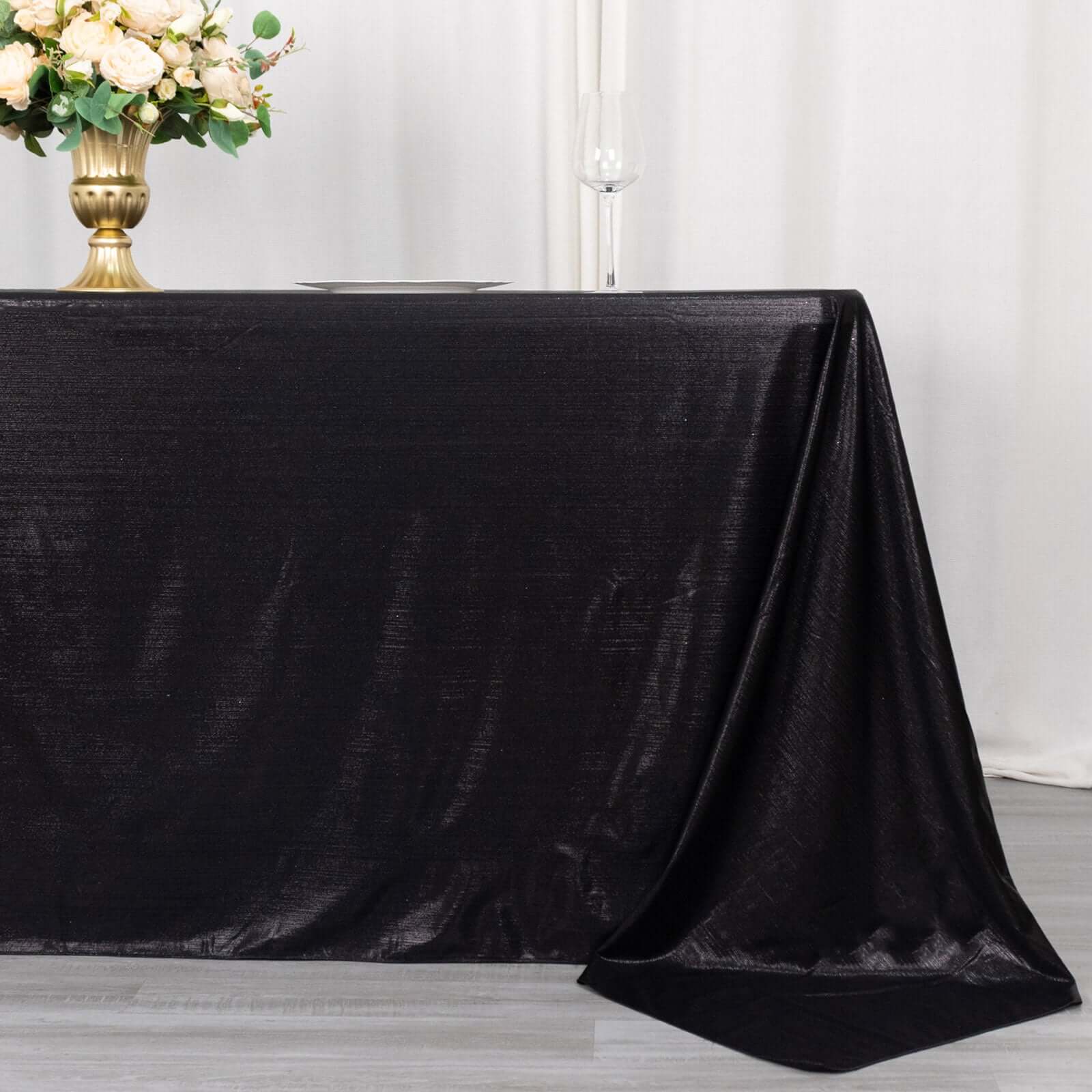 Sequin Dots Polyester Rectangle Tablecloth 90"x132" Black Shimmer - Seamless, Wrinkle Free & Glittering Table Cover - Image 2