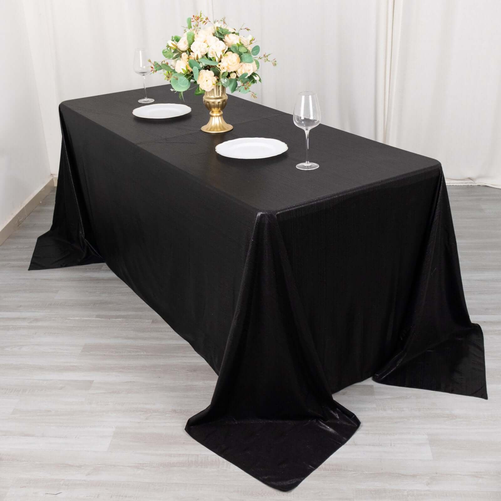 Sequin Dots Polyester Rectangle Tablecloth 90"x132" Black Shimmer - Seamless, Wrinkle Free & Glittering Table Cover - Image 3