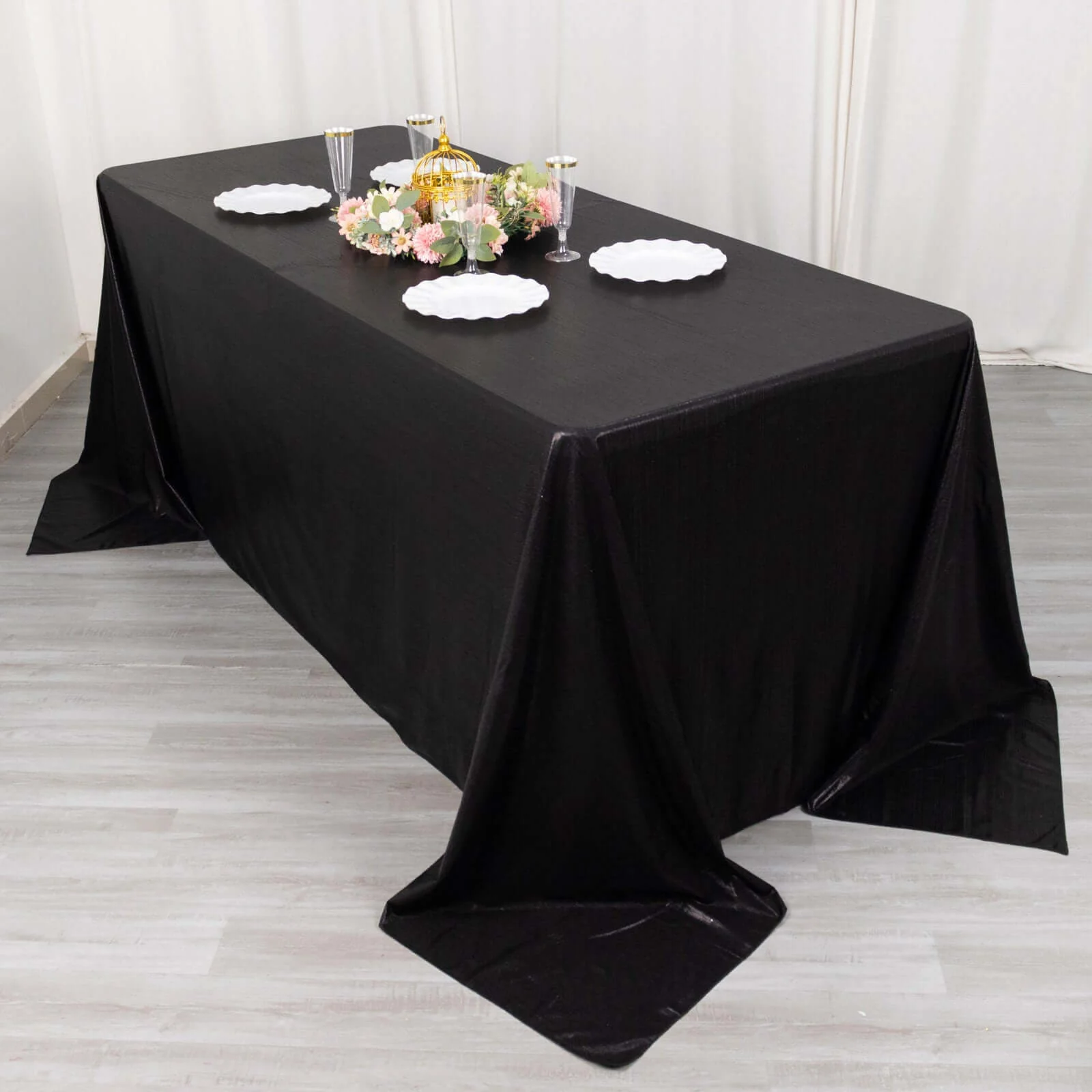 Sequin Dots Polyester Rectangle Tablecloth 90"x132" Black Shimmer - Seamless, Wrinkle Free & Glittering Table Cover - Image 5