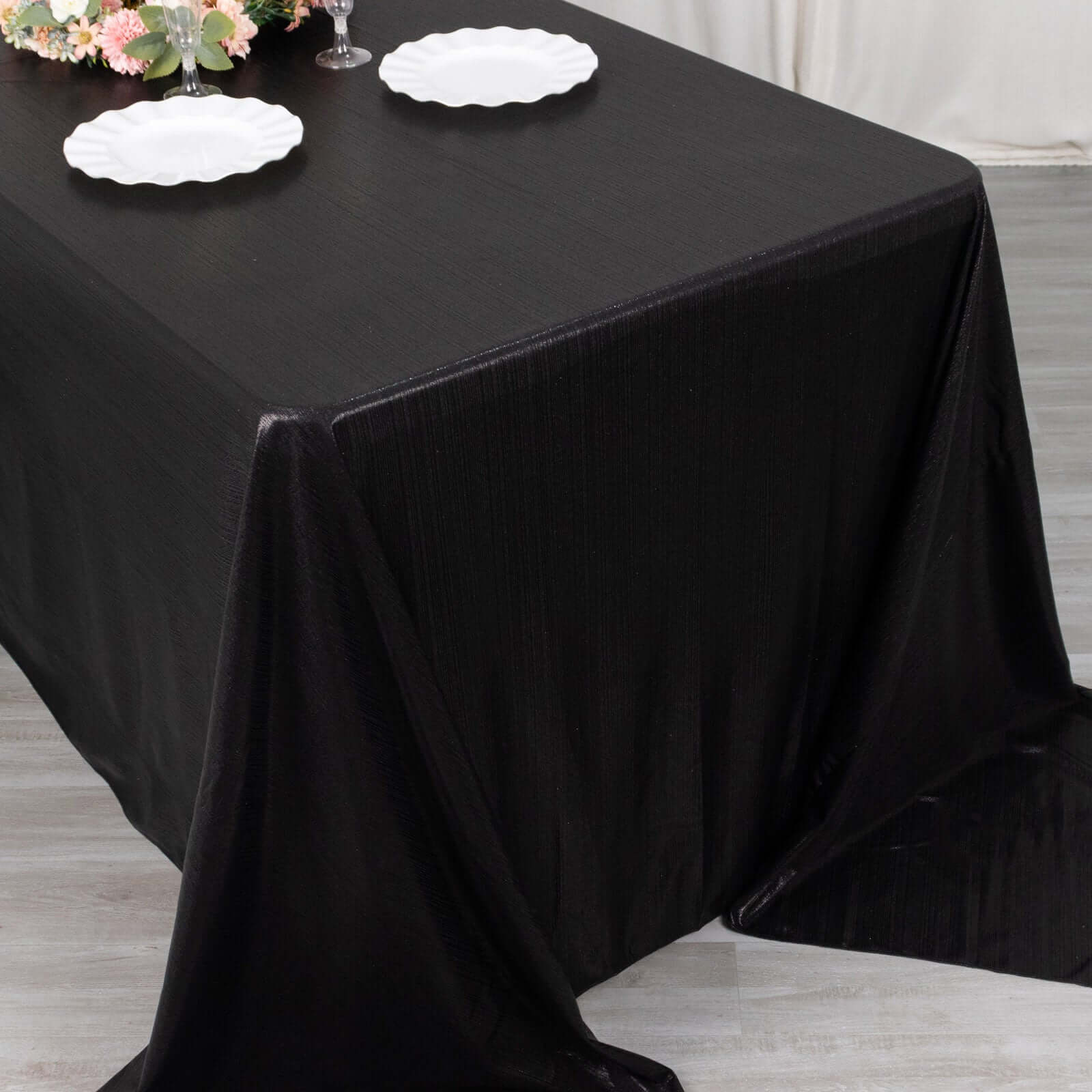 Sequin Dots Polyester Rectangle Tablecloth 90"x132" Black Shimmer - Seamless, Wrinkle Free & Glittering Table Cover - Image 9