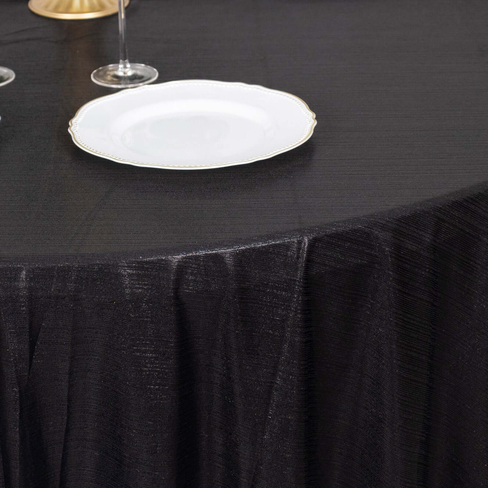 Sequin Dots Polyester Round Tablecloth 120" Black Shimmer - Wrinkle Free & Sparkling Table Cover - Image 4