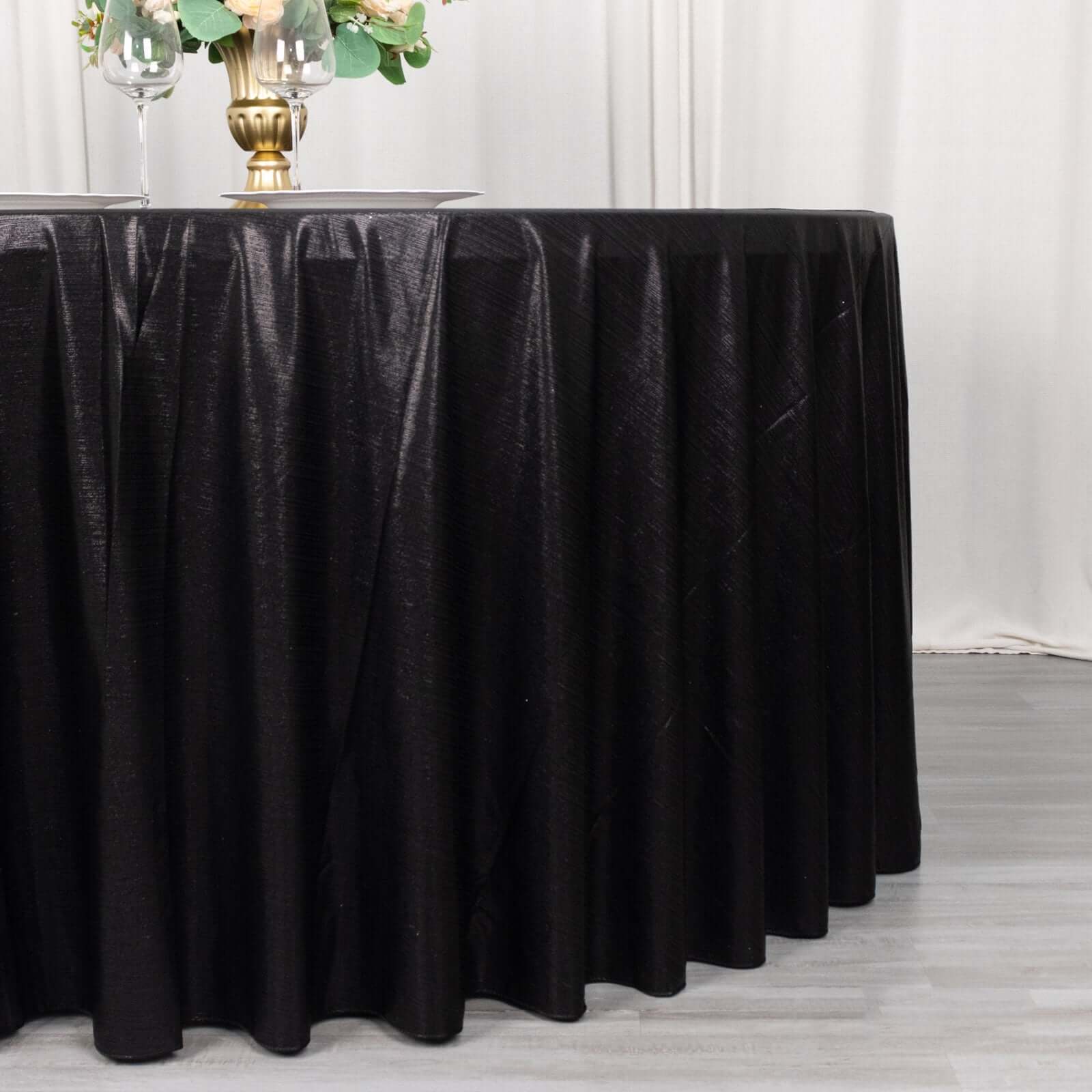 Sequin Dots Polyester Round Tablecloth 120" Black Shimmer - Wrinkle Free & Sparkling Table Cover - Image 5