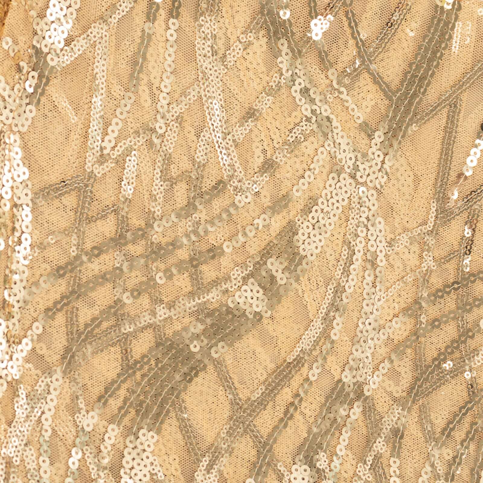 Sequin Mesh Napkin 20"x20" Champagne - Wave Embroidered Dinner Napkin - Image 5