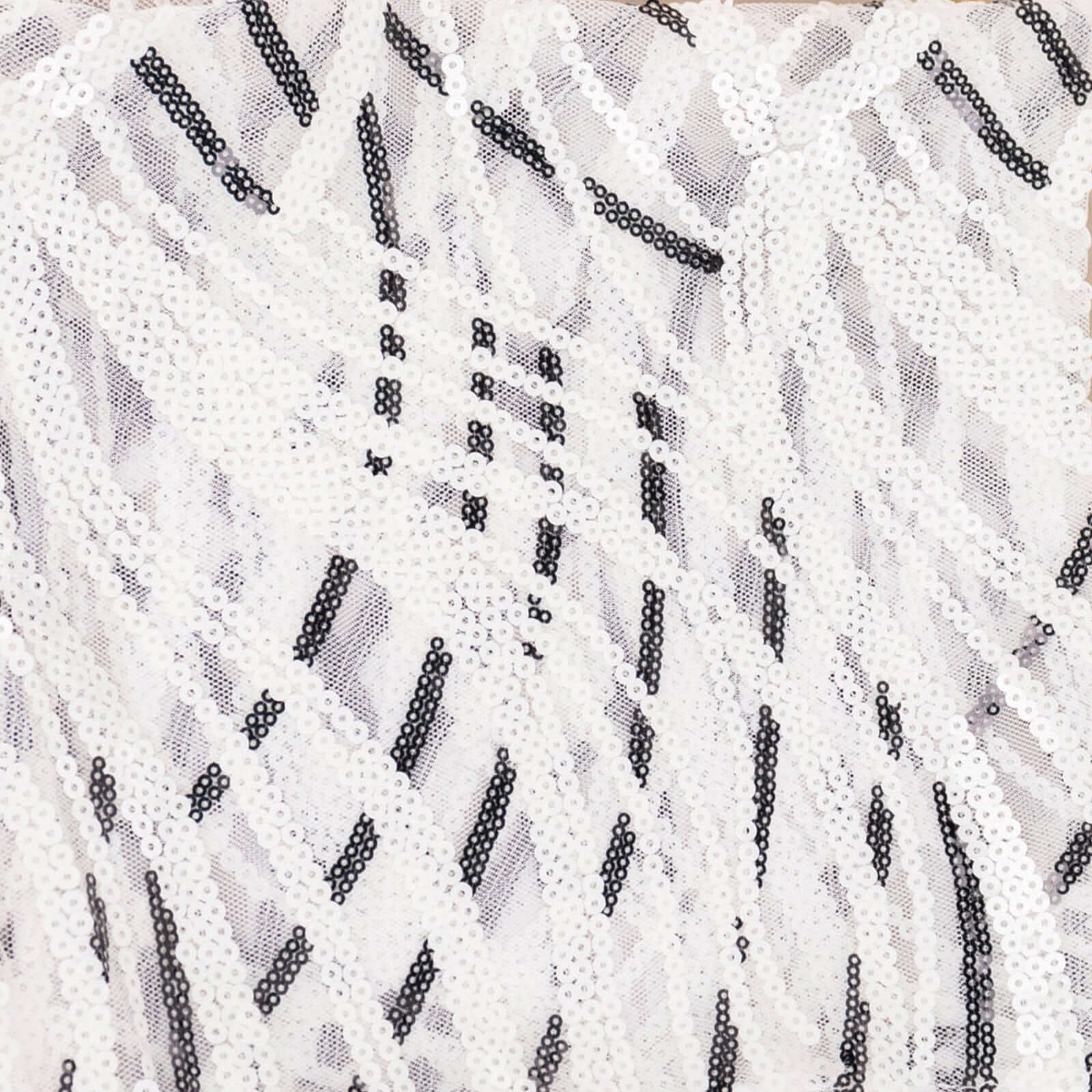 Sequin Mesh Napkin 20"x20" White Black - Wave Embroidered Dinner Napkin - Image 4