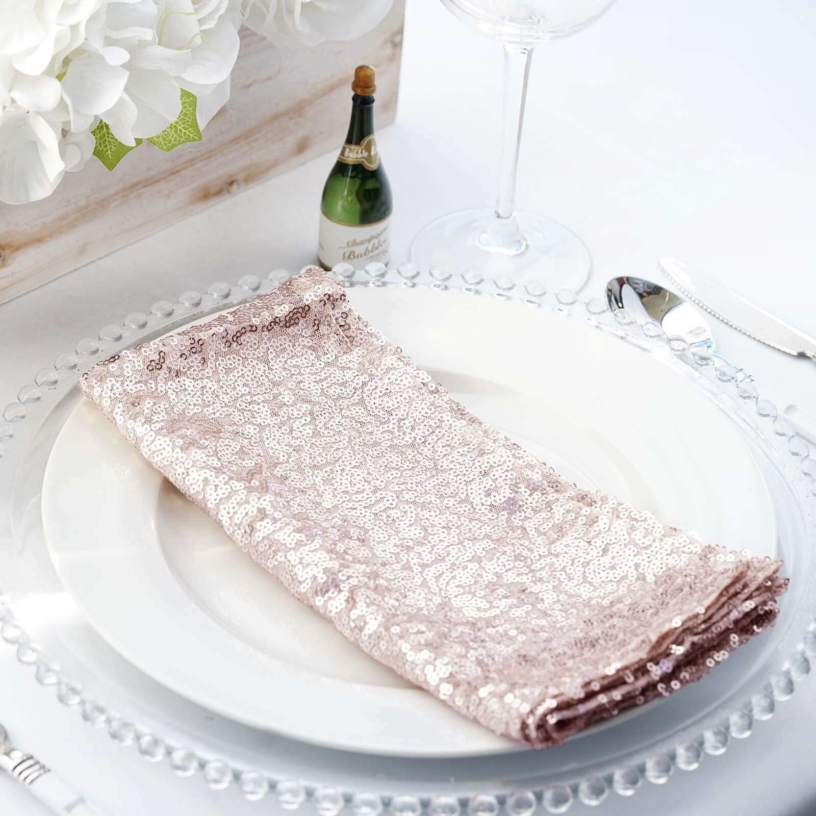 Sequin Napkin 20"x20" Blush - Sparkling Reusable Cloth Napkin - Image 7
