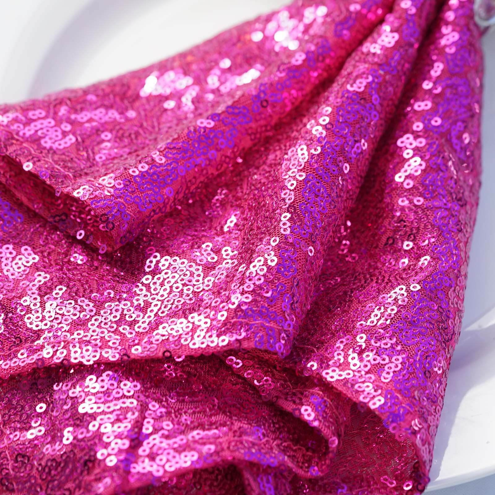 Sequin Napkin 20"x20" Fuchsia - Sparkling Reusable Cloth Napkin - Image 3