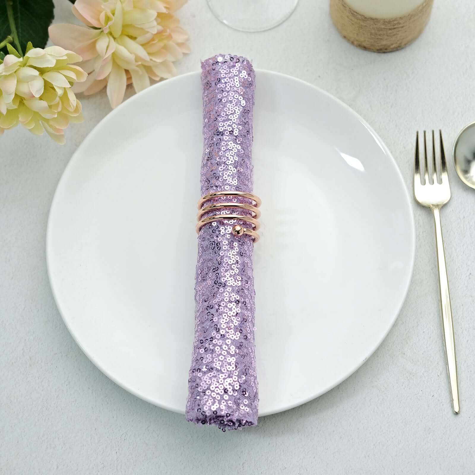 Sequin Napkin 20"x20" Lavender Lilac - Sparkling Reusable Cloth Napkin - Image 10