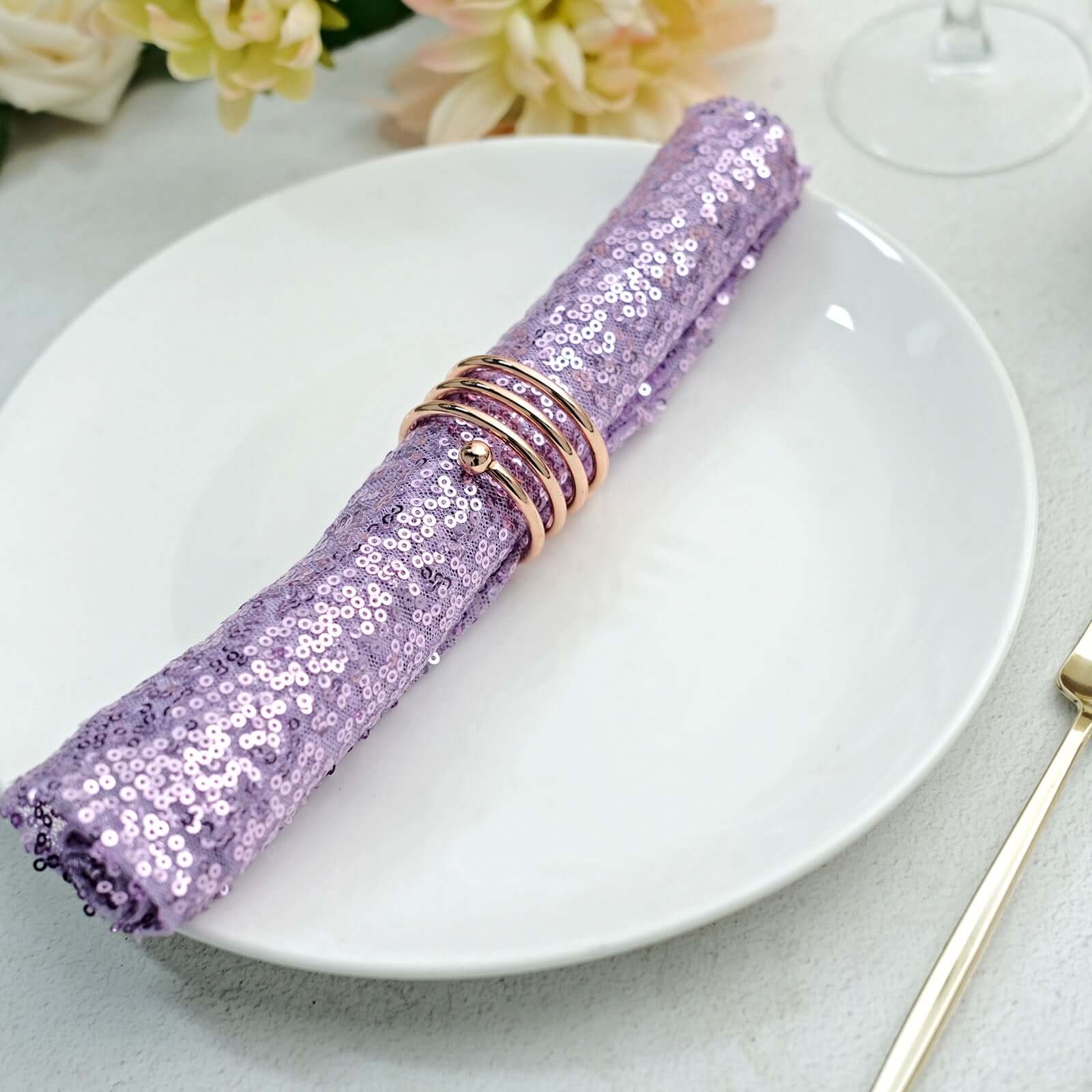 Sequin Napkin 20"x20" Lavender Lilac - Sparkling Reusable Cloth Napkin - Image 11