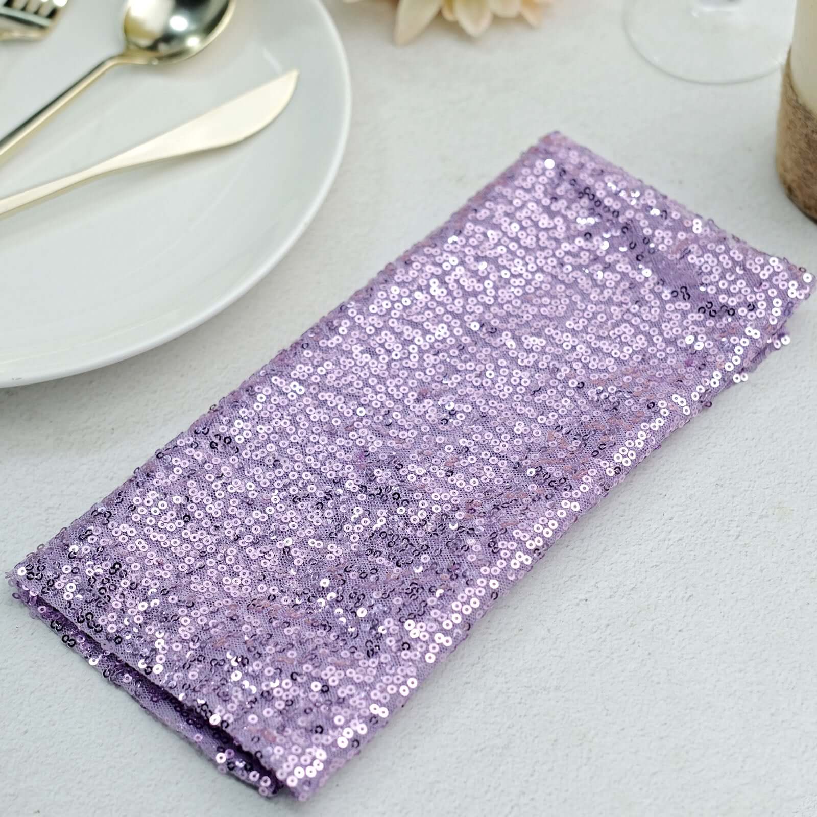 Sequin Napkin 20"x20" Lavender Lilac - Sparkling Reusable Cloth Napkin - Image 9