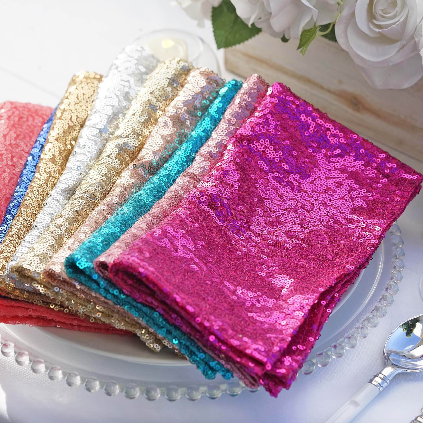 Sequin Napkin 20"x20" Red - Sparkling Reusable Cloth Napkin - Image 4