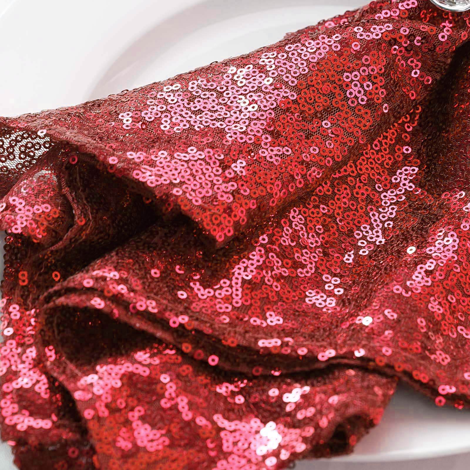 Sequin Napkin 20"x20" Red - Sparkling Reusable Cloth Napkin - Image 7