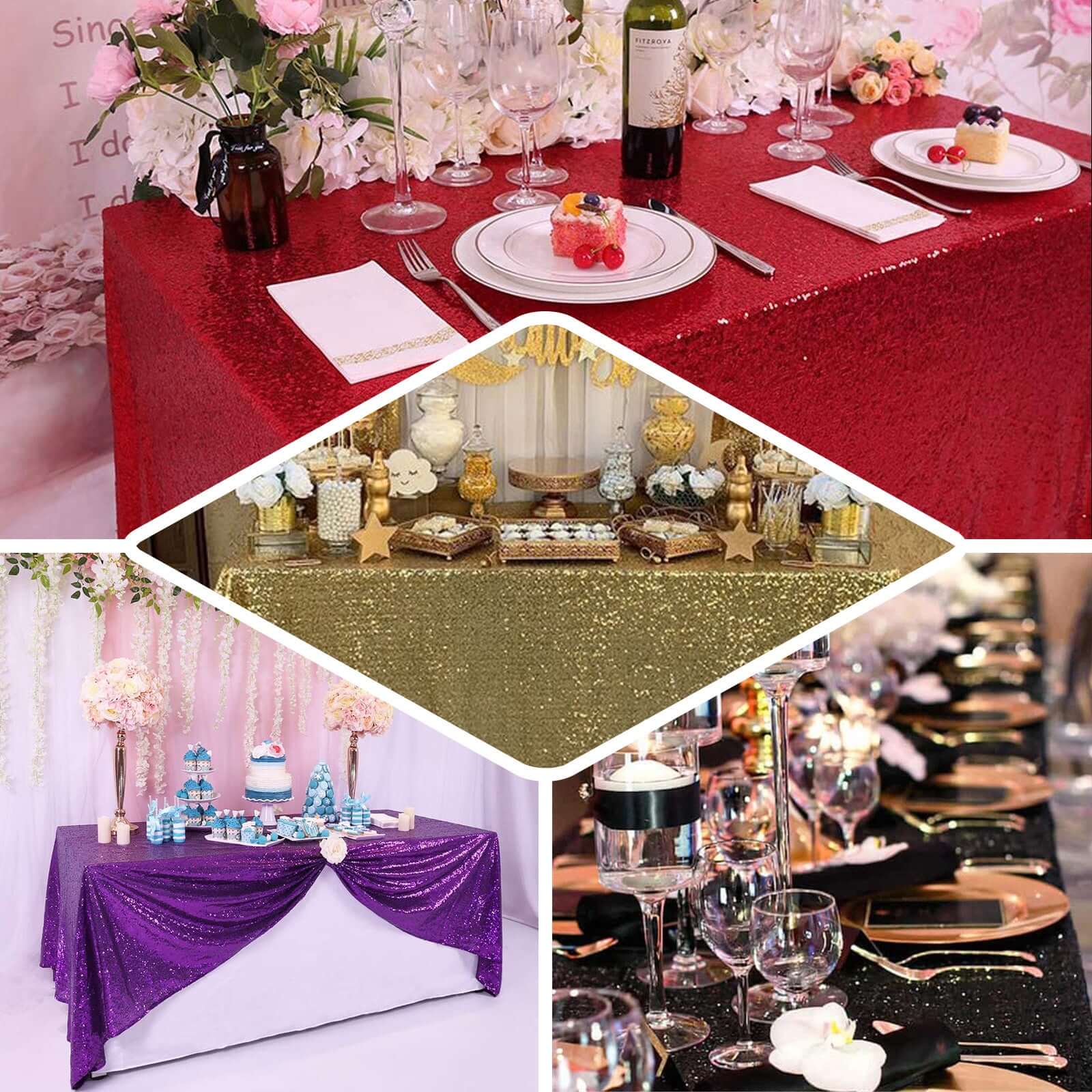 Sequin Rectangle Tablecloth 60"x126" Royal Blue - Shimmering Table Cover - Image 5