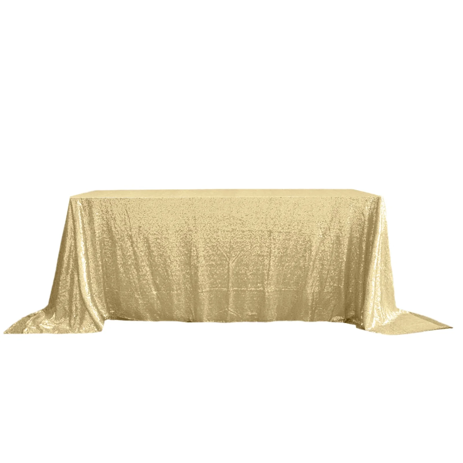 Sequin Rectangle Tablecloth 90"x132" Champagne - Seamless Glittering Finish Table Cover - Image 3